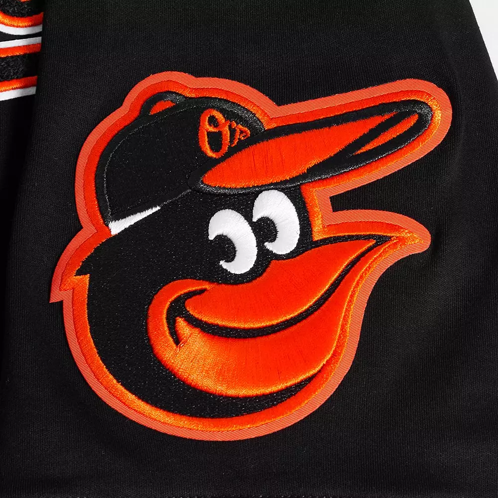 Pro Standard Men's MLB Baltimore Orioles Classic Chenille Short Sleeve Pullover Hoodie - BLACK/ORANGE