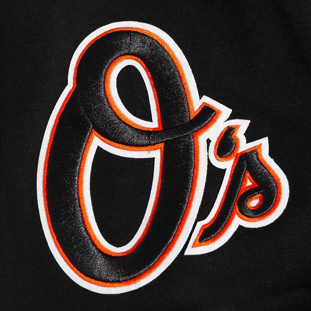 Pro Standard Men's MLB Baltimore Orioles Classic Chenille Short Sleeve Pullover Hoodie - BLACK/ORANGE