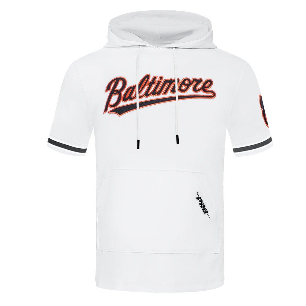 Pro Standard Men's MLB Baltimore Orioles Classic Chenille Short Sleeve Pullover Hoodie - WHITE/BLACK Thumbnail View 1