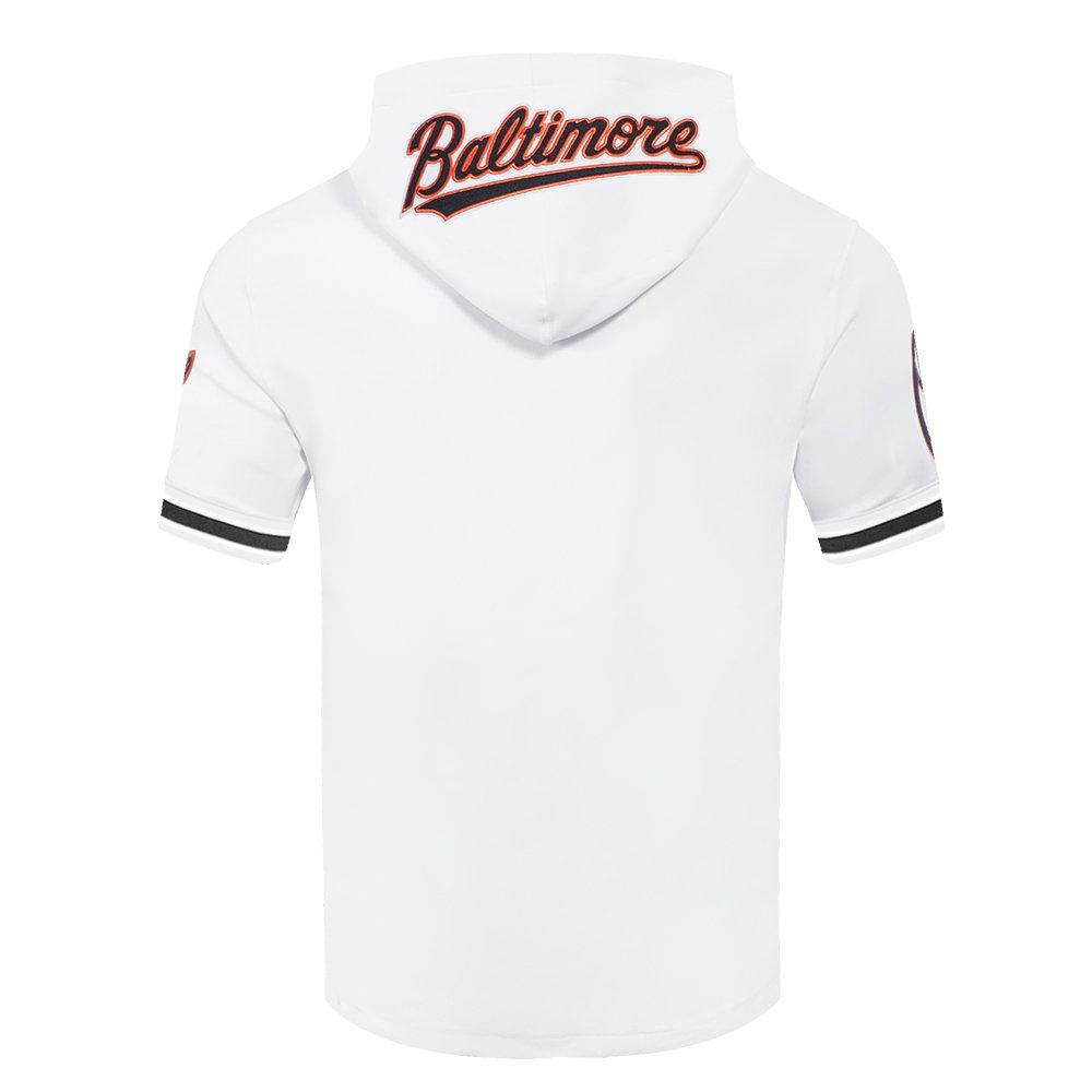 Pro Standard Men's MLB Baltimore Orioles Classic Chenille Short Sleeve Pullover Hoodie - WHITE/BLACK Thumbnail View 2