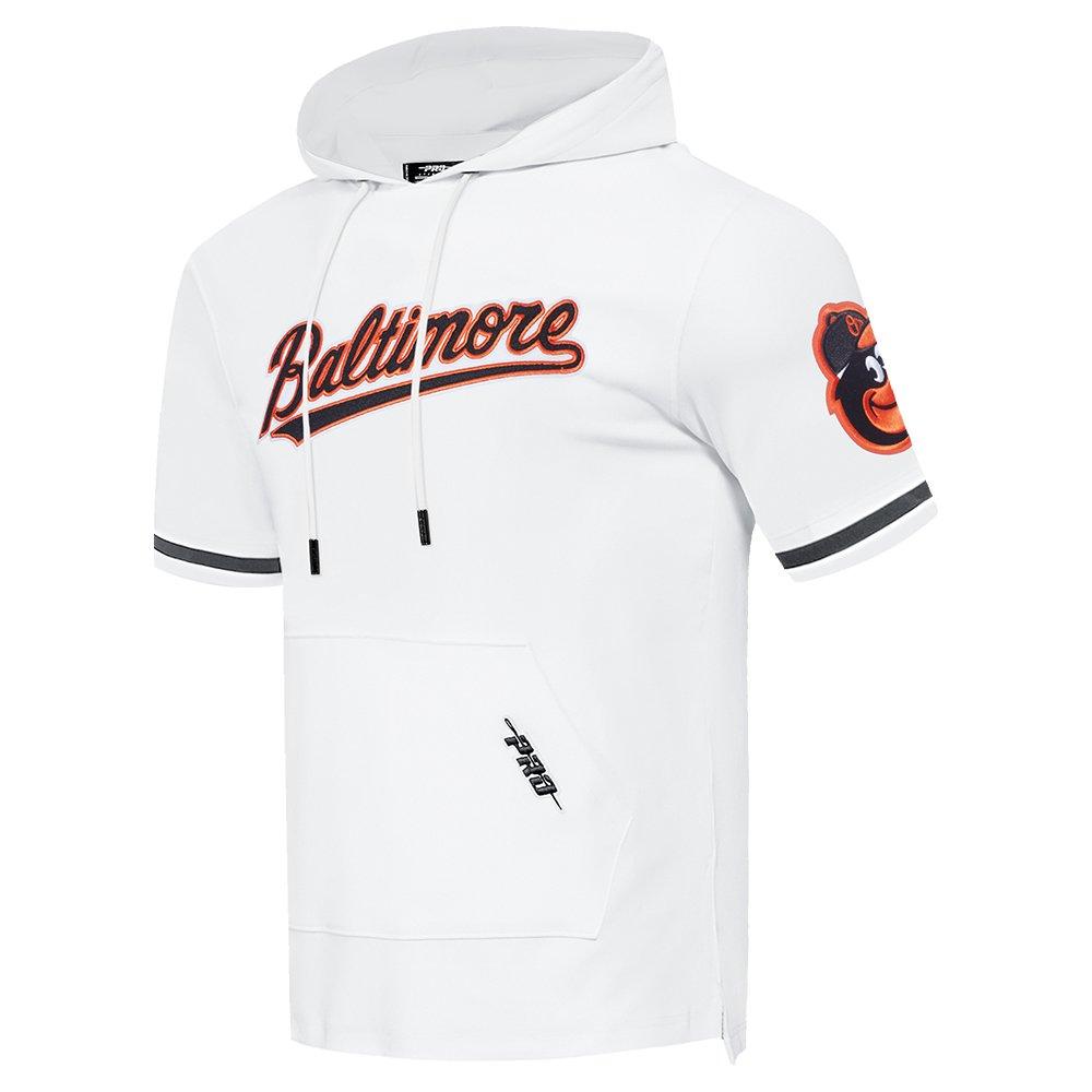 Pro Standard Men's MLB Baltimore Orioles Classic Chenille Short Sleeve Pullover Hoodie - WHITE/BLACK Thumbnail View 3