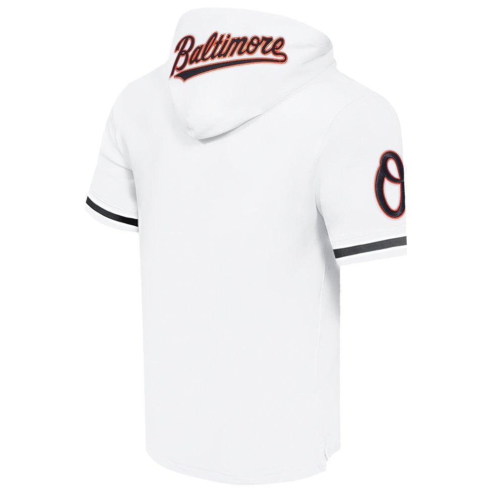 Pro Standard Men's MLB Baltimore Orioles Classic Chenille Short Sleeve Pullover Hoodie - WHITE/BLACK Thumbnail View 4