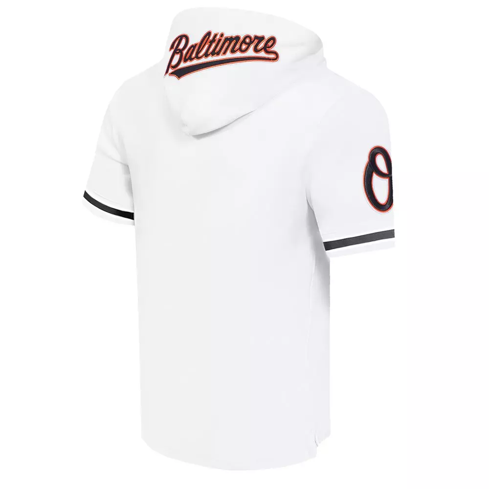 Pro Standard Men's MLB Baltimore Orioles Classic Chenille Short Sleeve Pullover Hoodie - WHITE/BLACK