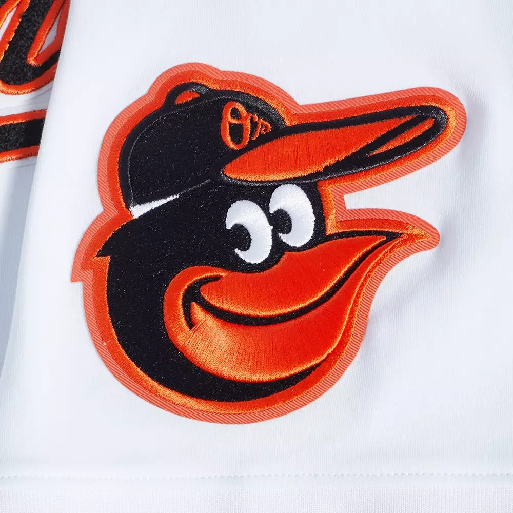 Pro Standard Men's MLB Baltimore Orioles Classic Chenille Short Sleeve Pullover Hoodie - WHITE/BLACK