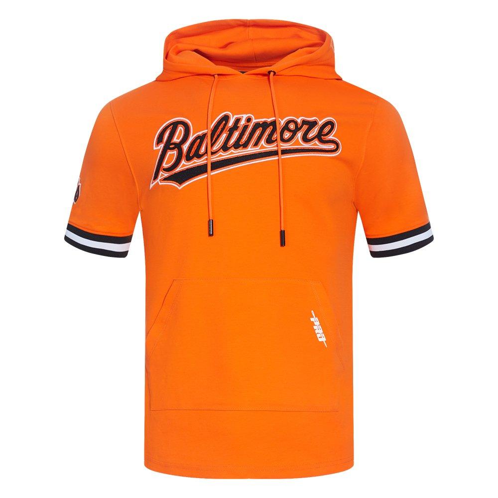 Pro Standard Men's MLB Baltimore Orioles Classic Chenille Short Sleeve Pullover Hoodie - ORANGE/BLACK Thumbnail View 1