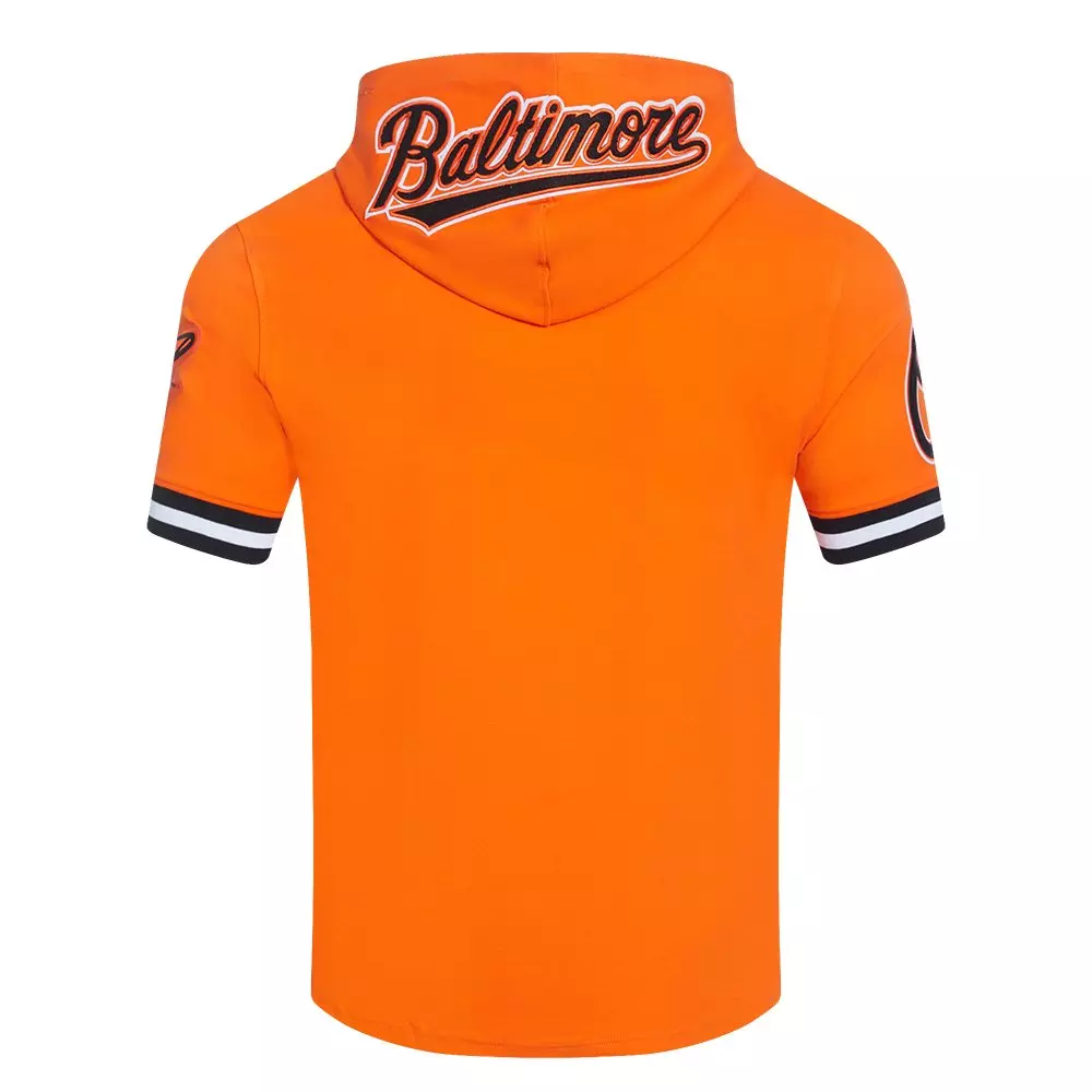 Pro Standard Men's MLB Baltimore Orioles Classic Chenille Short Sleeve Pullover Hoodie - ORANGE/BLACK