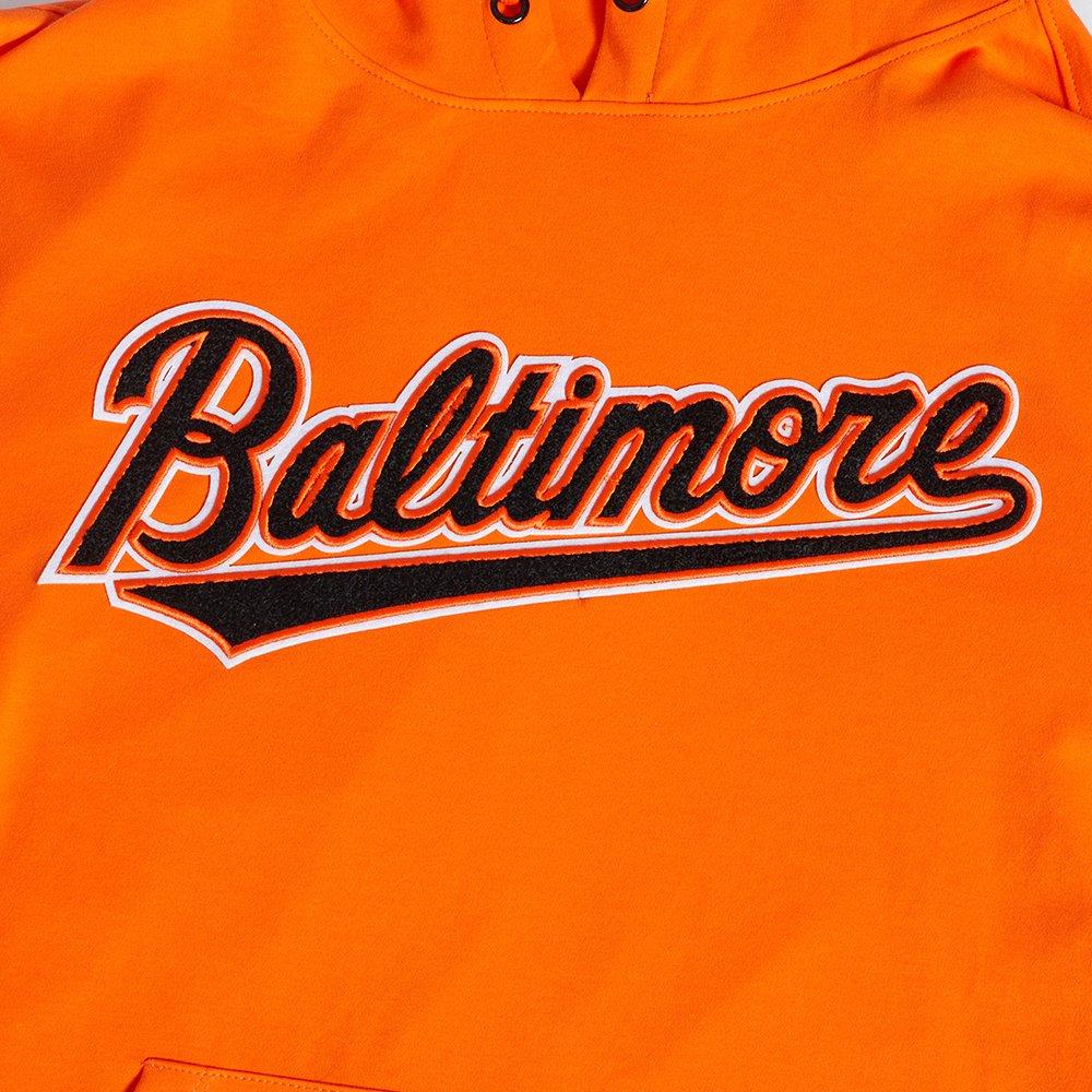 Pro Standard Men's MLB Baltimore Orioles Classic Chenille Short Sleeve Pullover Hoodie - ORANGE/BLACK Thumbnail View 5
