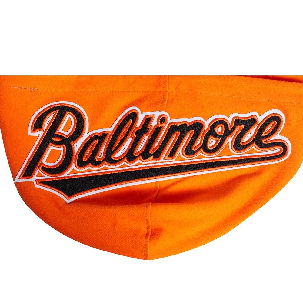 Pro Standard Men's MLB Baltimore Orioles Classic Chenille Short Sleeve Pullover Hoodie - ORANGE/BLACK Thumbnail View 6