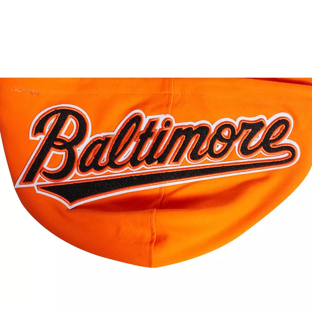 Pro Standard Men's MLB Baltimore Orioles Classic Chenille Short Sleeve Pullover Hoodie - ORANGE/BLACK