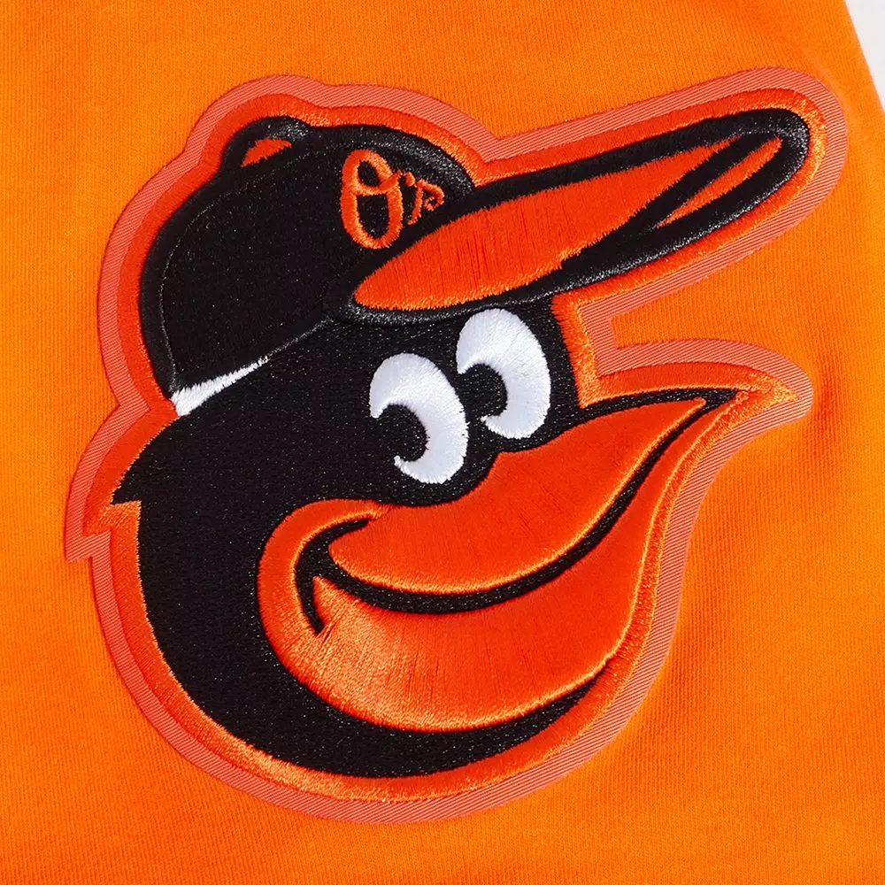 Pro Standard Men's MLB Baltimore Orioles Classic Chenille Short Sleeve Pullover Hoodie - ORANGE/BLACK