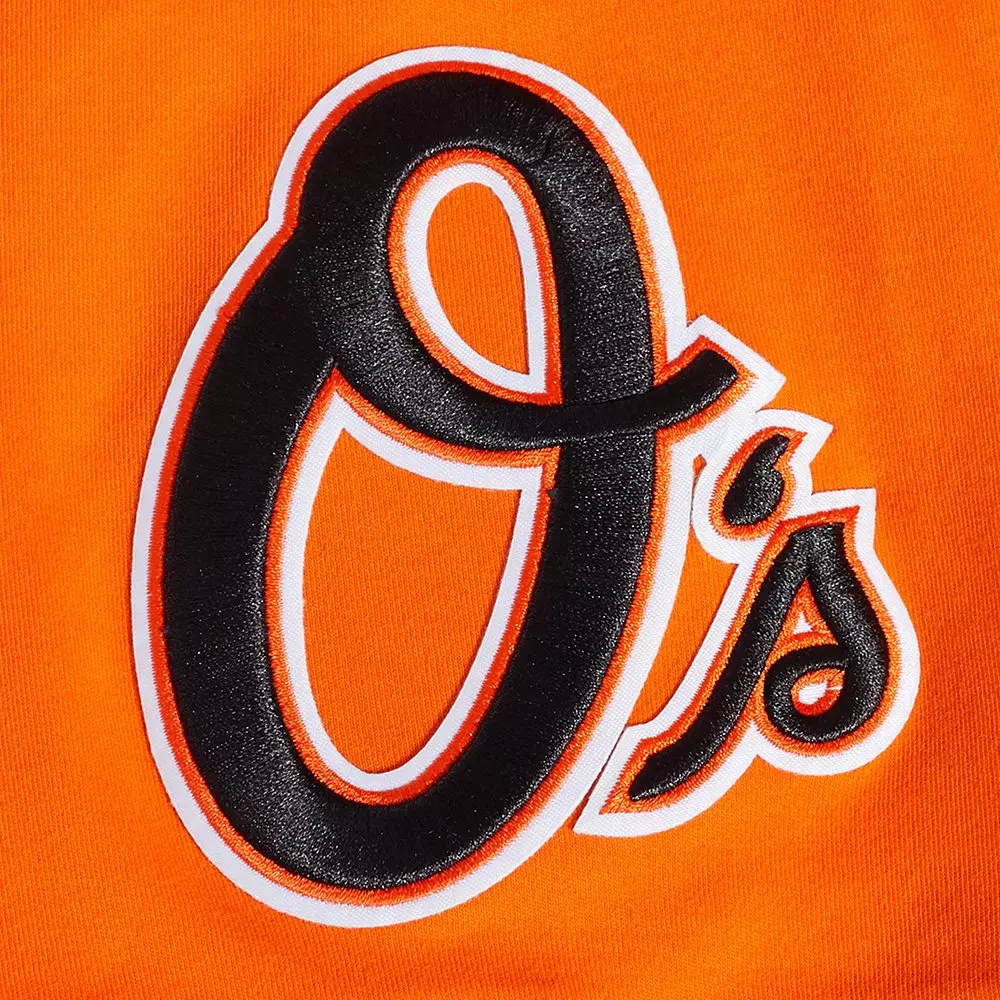 Pro Standard Men's MLB Baltimore Orioles Classic Chenille Short Sleeve Pullover Hoodie - ORANGE/BLACK