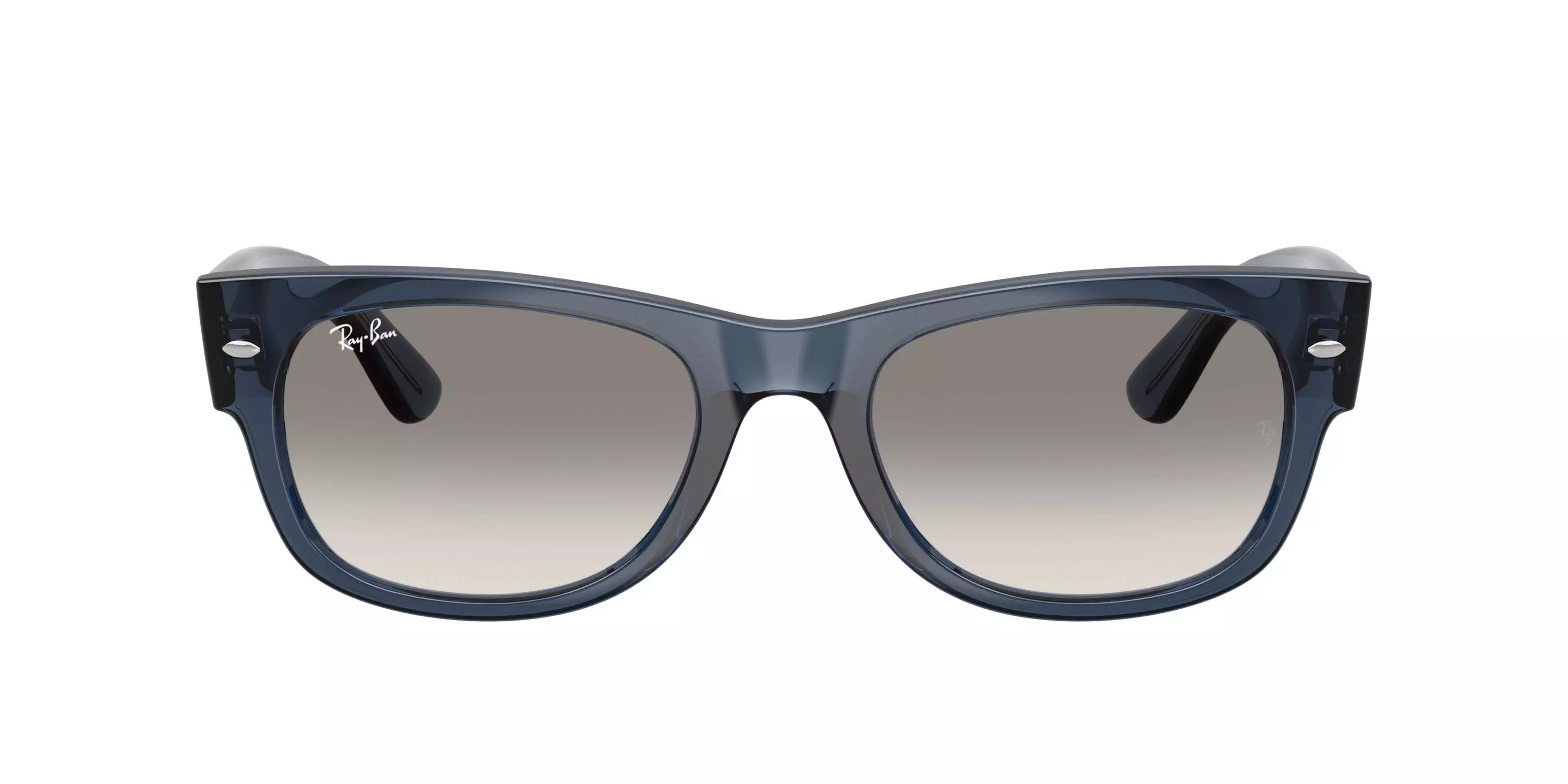 Ray-Ban Mega Wayfarer II Clear Gradient Grey Sunglasses &ndash; Polished Transparent Dark Blue - BLUE/GREY