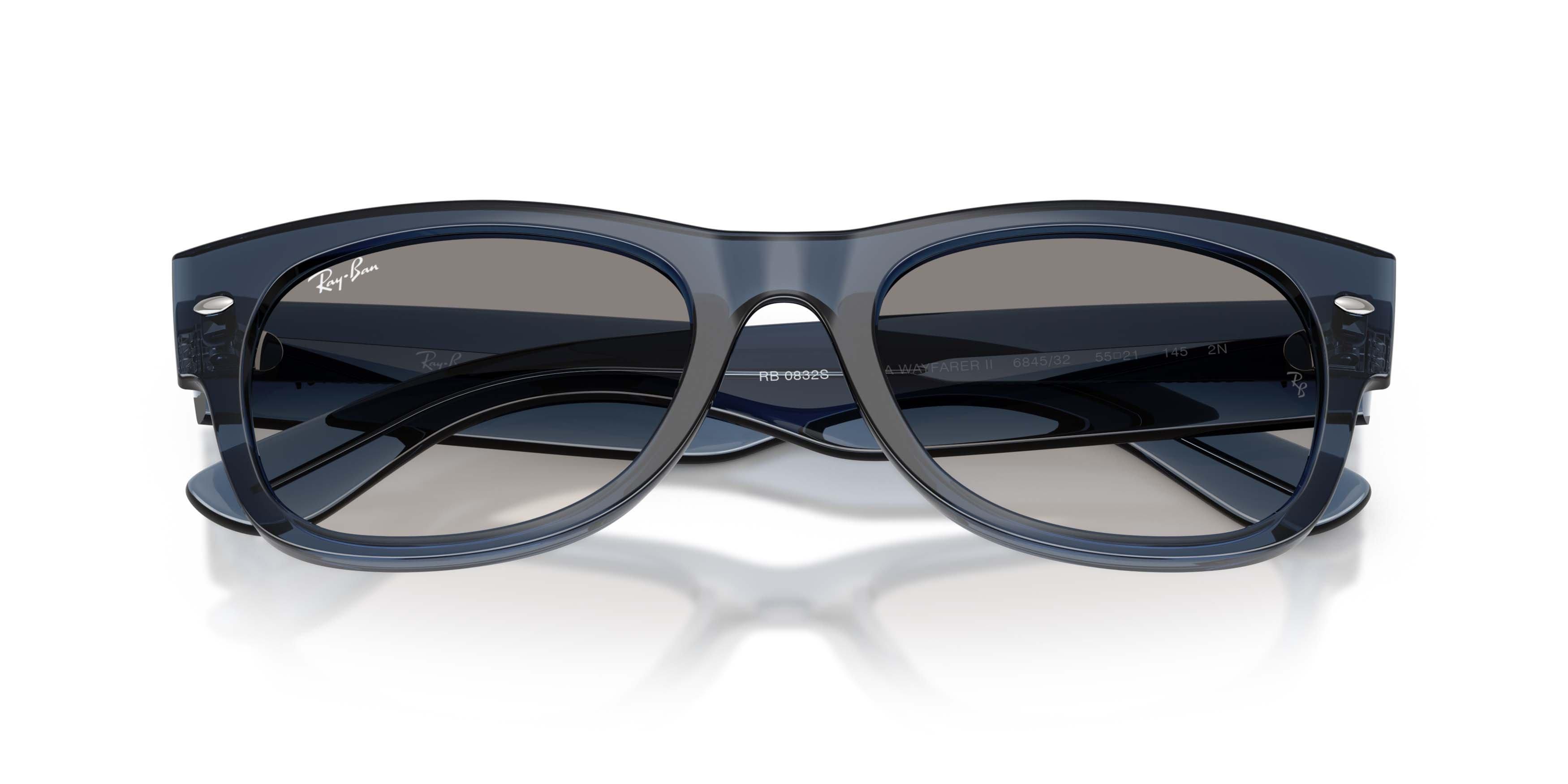 Ray-Ban Mega Wayfarer II Clear Gradient Grey Sunglasses &ndash; Polished Transparent Dark Blue - BLUE/GREY Thumbnail View 5