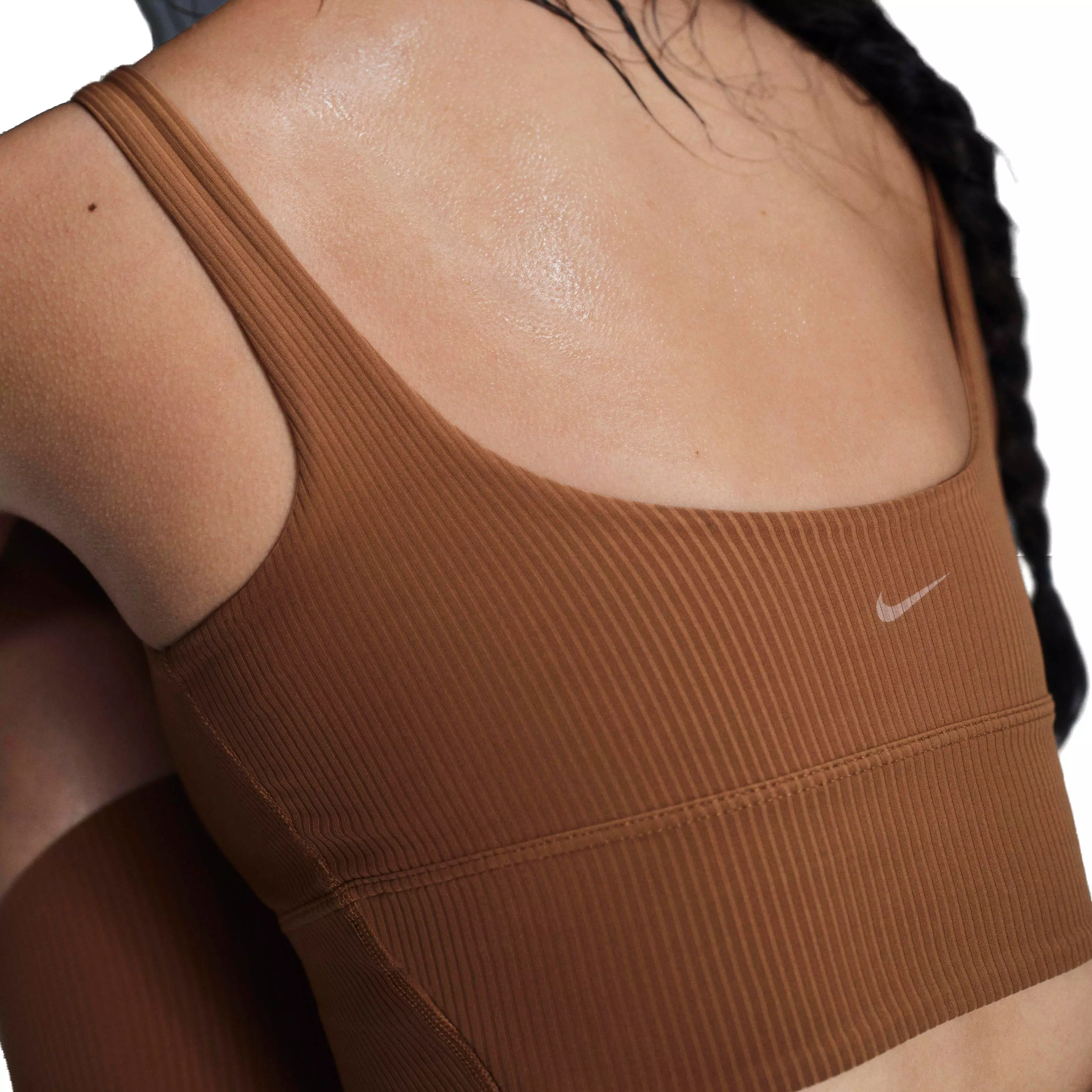 Nike Women's Wide Rib INF Light-Support Padded Longline Sports Bra - BROWN