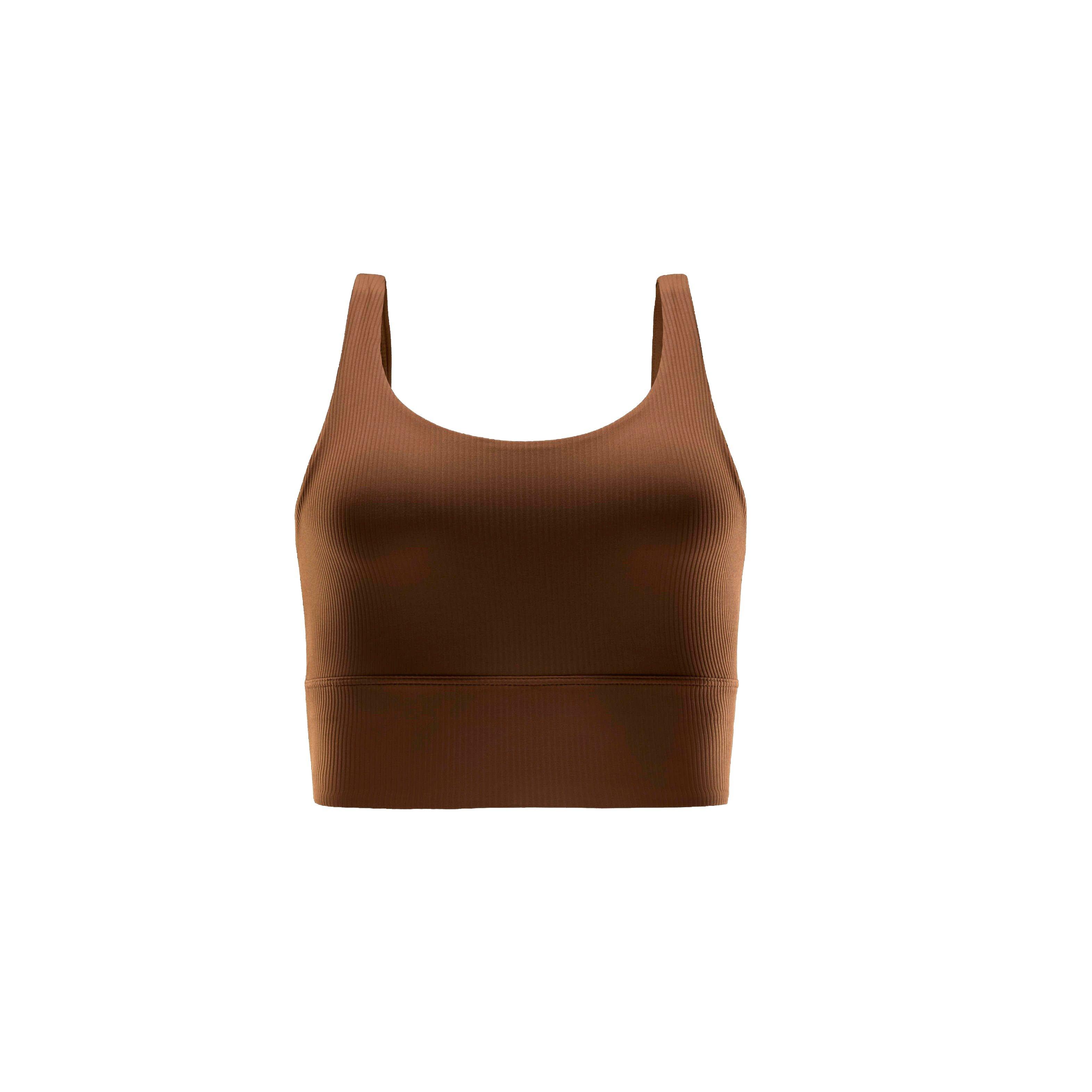 Nike Women's Wide Rib INF Light-Support Padded Longline Sports Bra - BROWN Thumbnail View 6