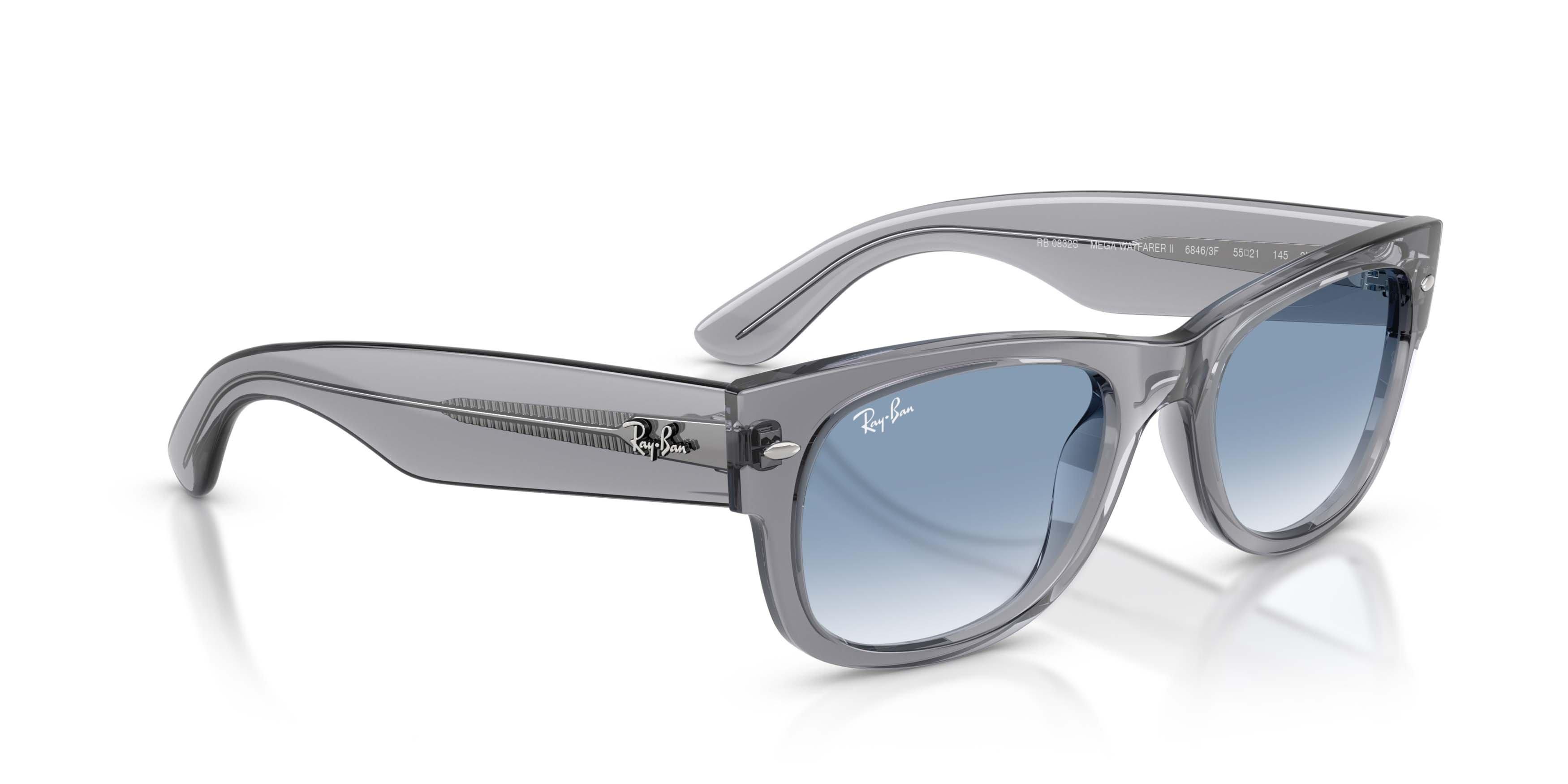Ray-Ban Mega Wayfarer II Clear Gradient Blue Sunglasses &ndash; Polished Grey - GREY/BLUE Thumbnail View 3