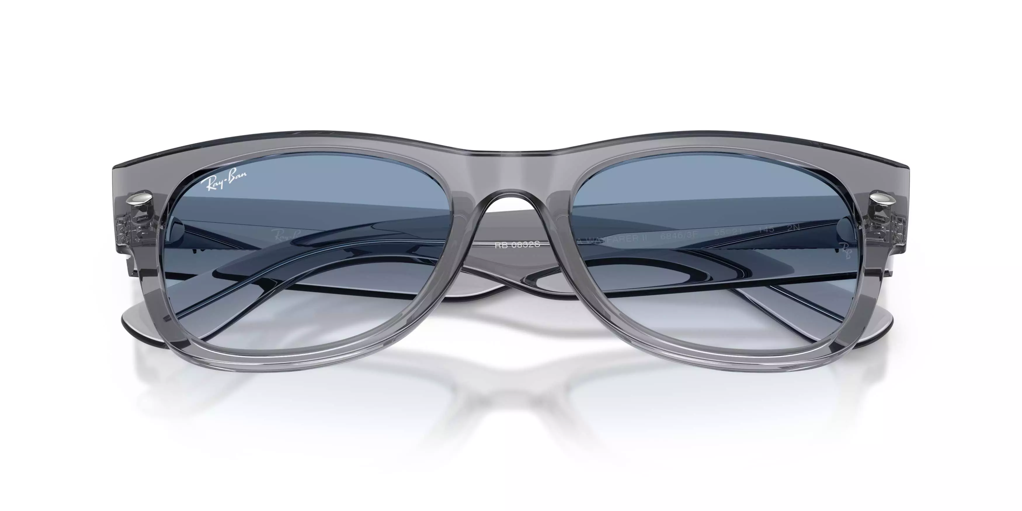 Ray-Ban Mega Wayfarer II Clear Gradient Blue Sunglasses &ndash; Polished Grey - GREY/BLUE