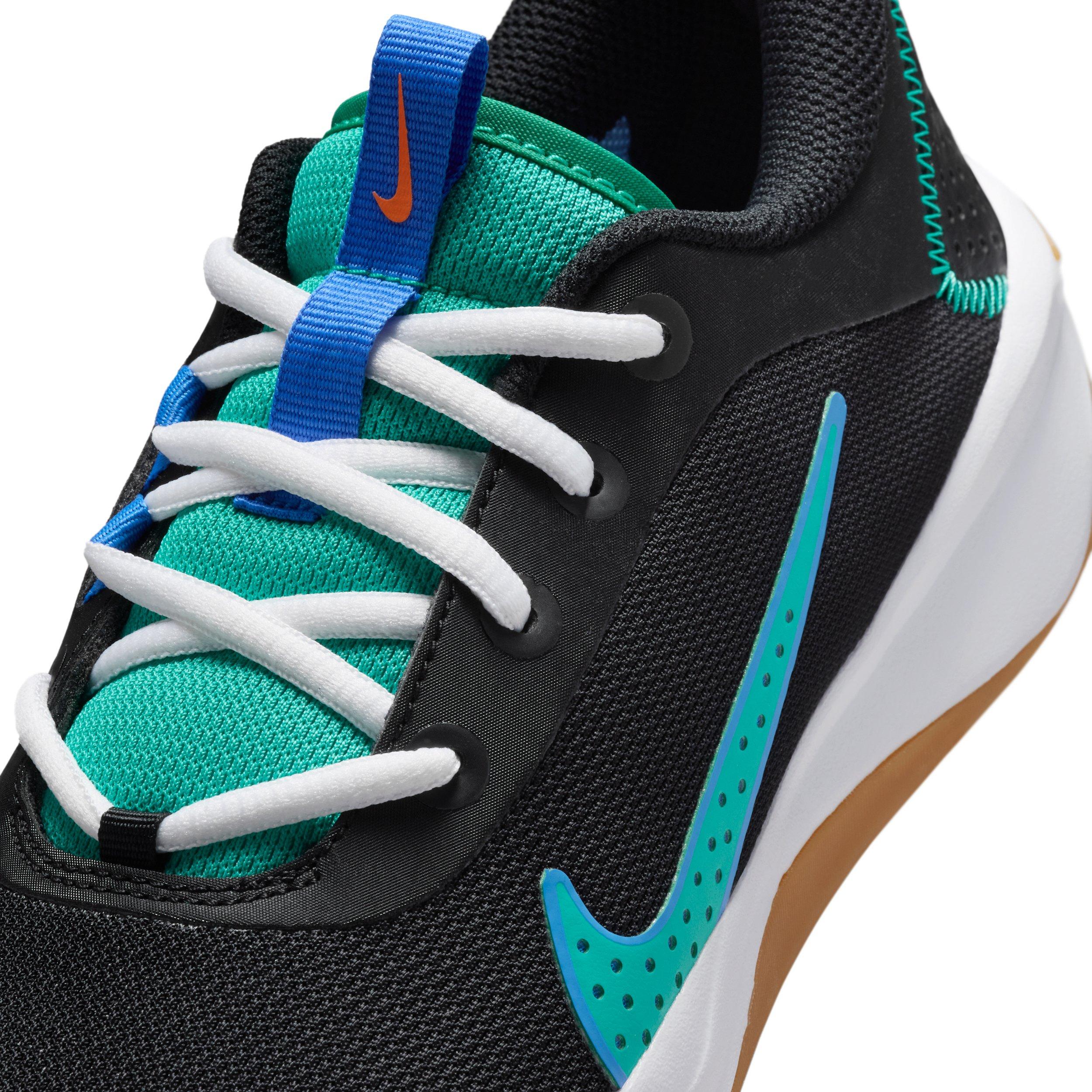 Nike Omni Multi-Court "Black/Blue Crystal/Total Orange/Clear Emerald" Grade School Boys' Shoe - BLACK/BLUE/ORANGE/EMERALD