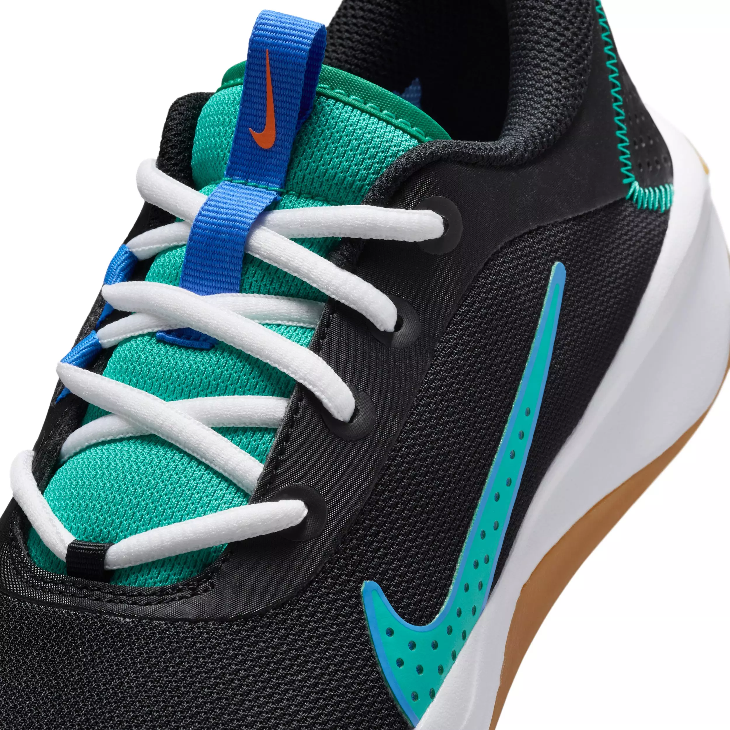 Nike Omni Multi-Court "Black/Blue Crystal/Total Orange/Clear Emerald" Grade School Boys' Shoe - BLACK/BLUE/ORANGE/EMERALD
