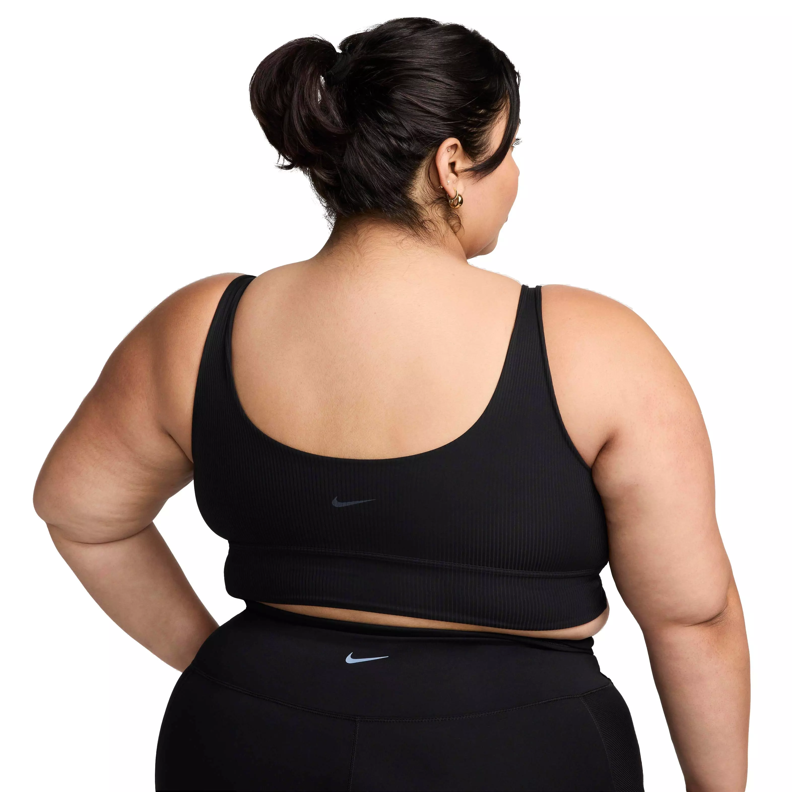 Nike Women's INF Wide Rib Bra Light-Support Non-Padded Longline Sports Bra - BLACK