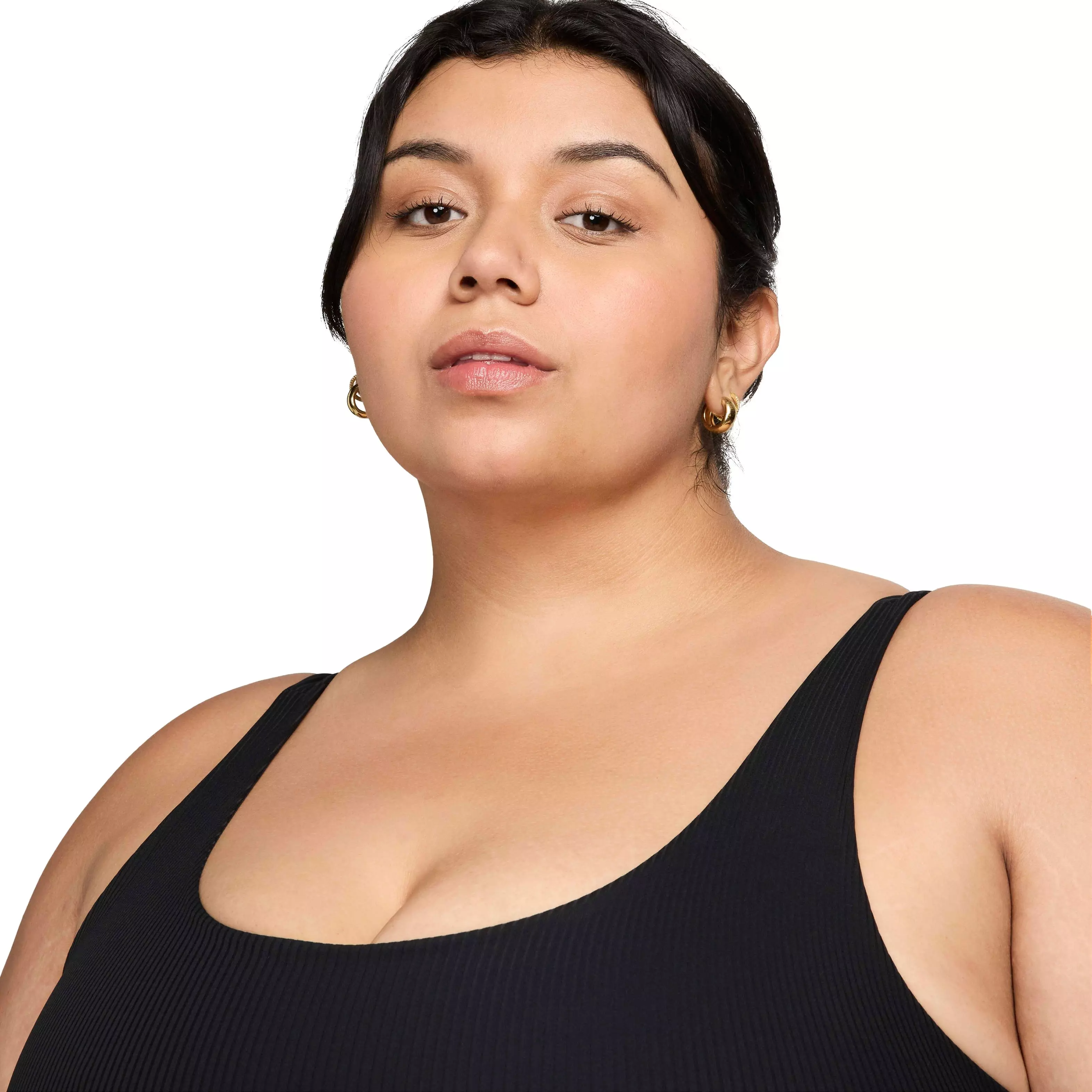 Nike Women's INF Wide Rib Bra Light-Support Non-Padded Longline Sports Bra - BLACK