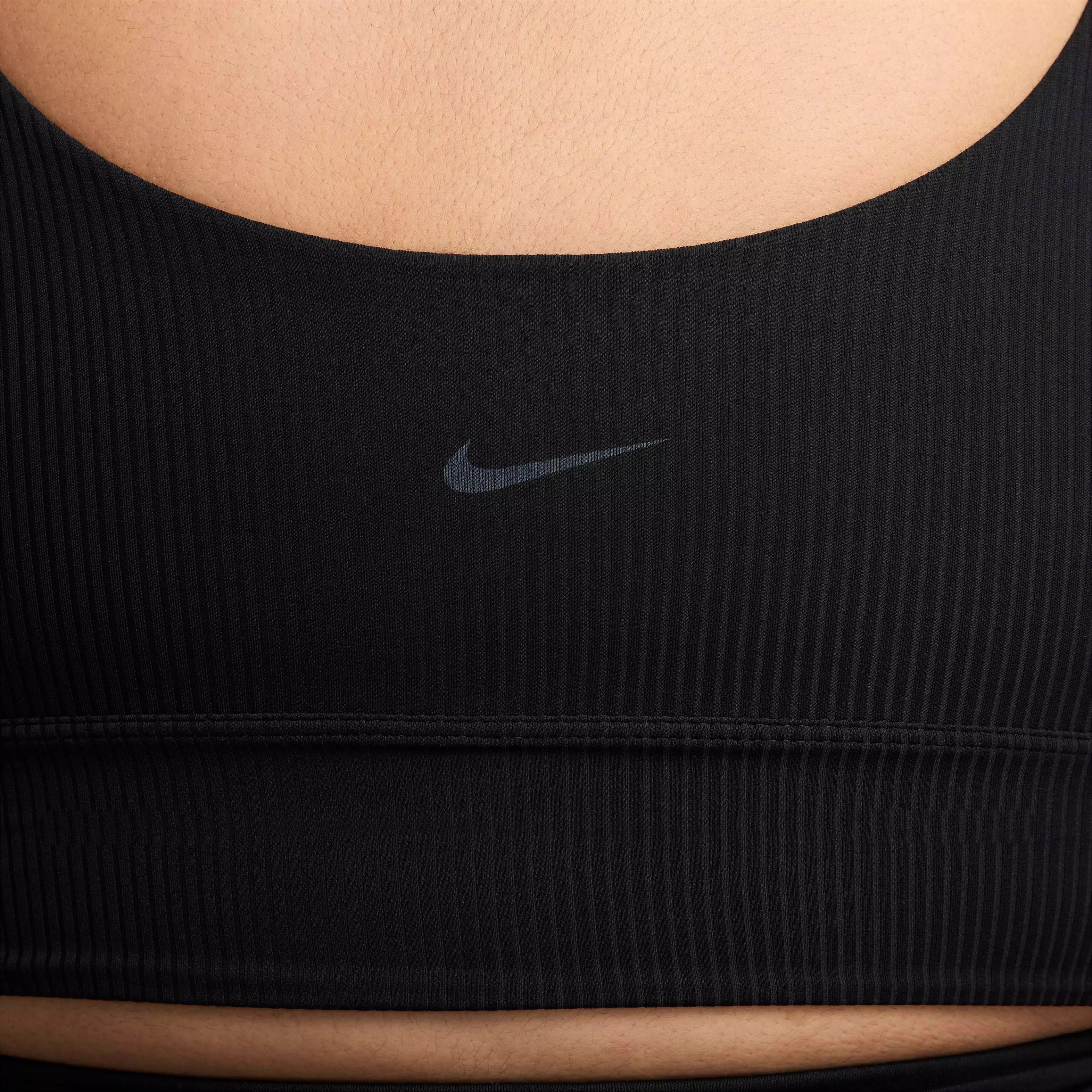 Nike Women's INF Wide Rib Bra Light-Support Non-Padded Longline Sports Bra - BLACK
