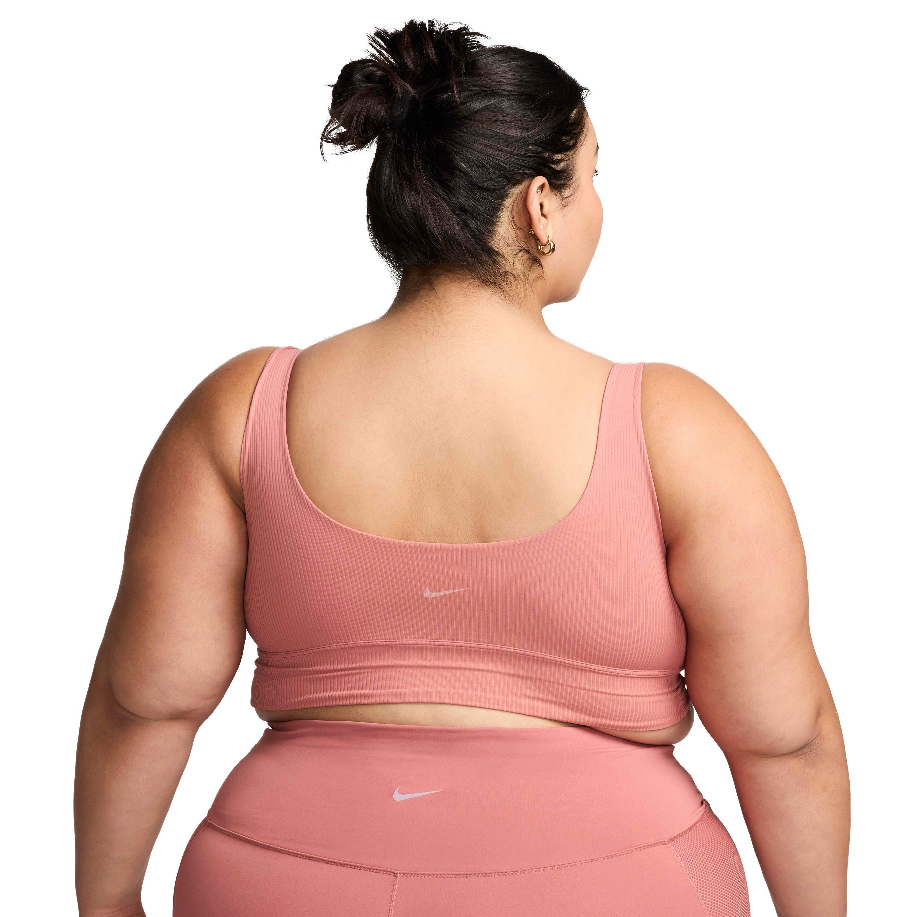 Nike Women's INF Wide Rib Bra Light-Support Non-Padded Longline Sports Bra - PINK Thumbnail View 2