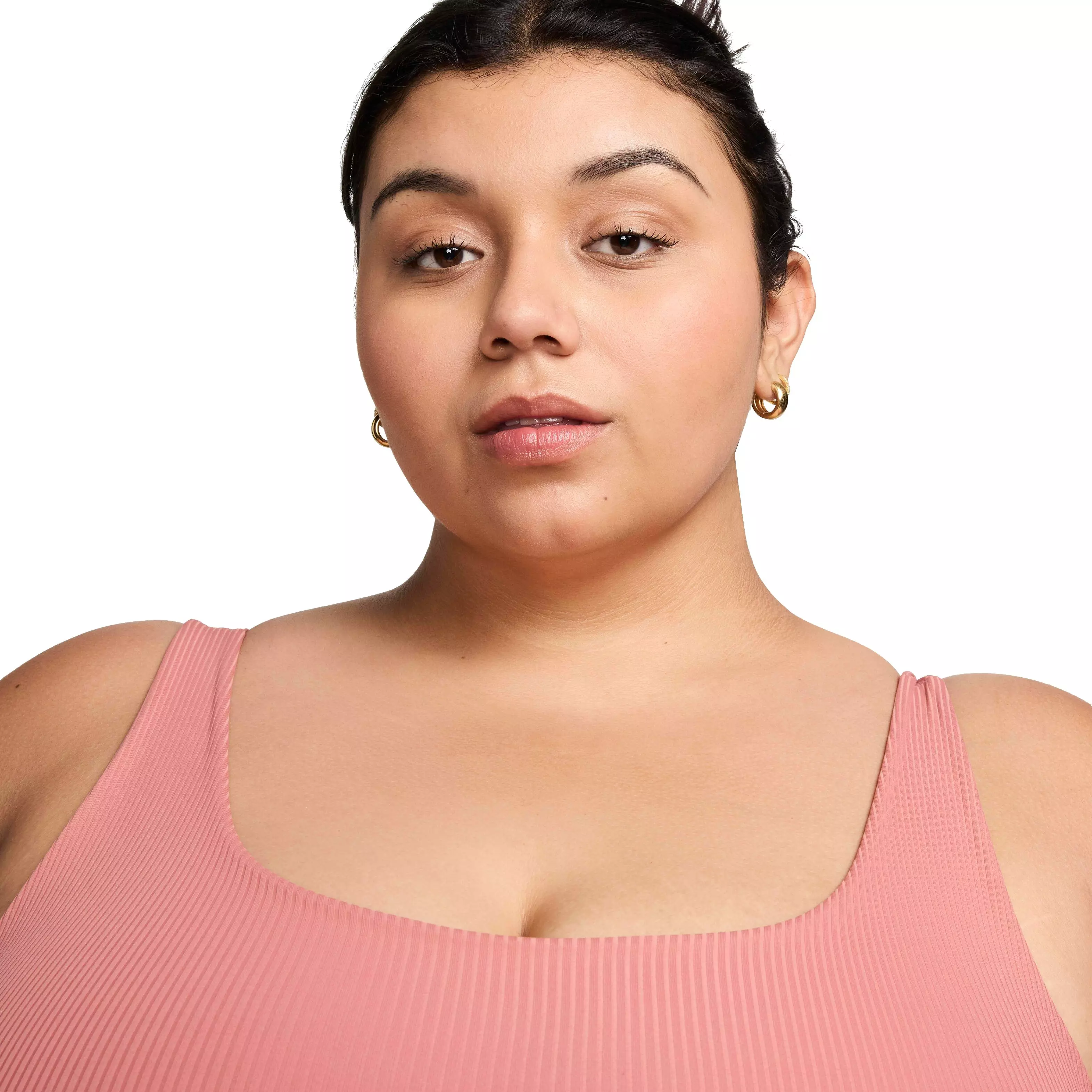 Nike Women's INF Wide Rib Bra Light-Support Non-Padded Longline Sports Bra - PINK