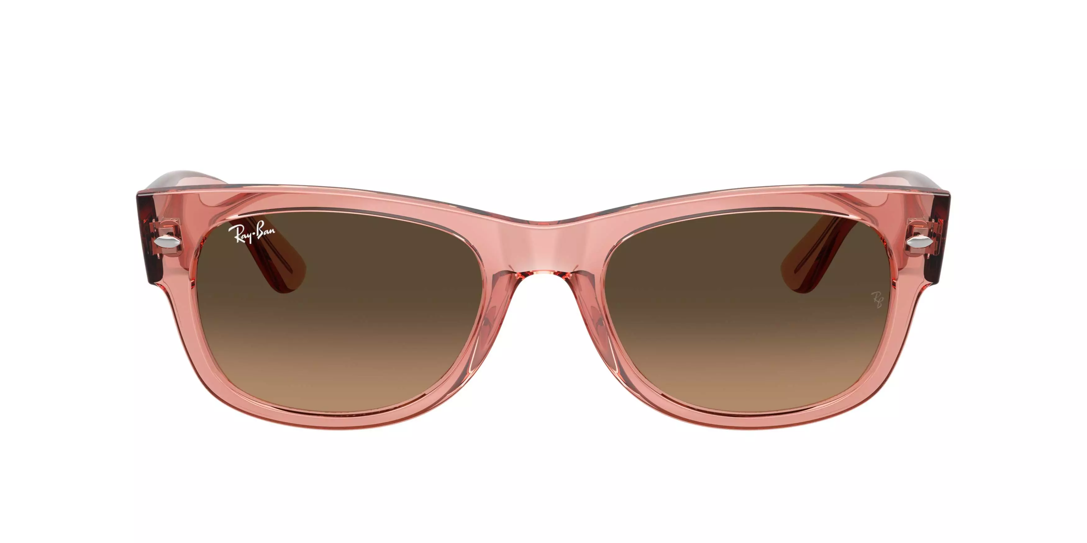 Ray-Ban Mega Wayfarer II Light Brown Gradient Black Sunglasses &ndash; Polished Transparent Pink - PINK/BROWN