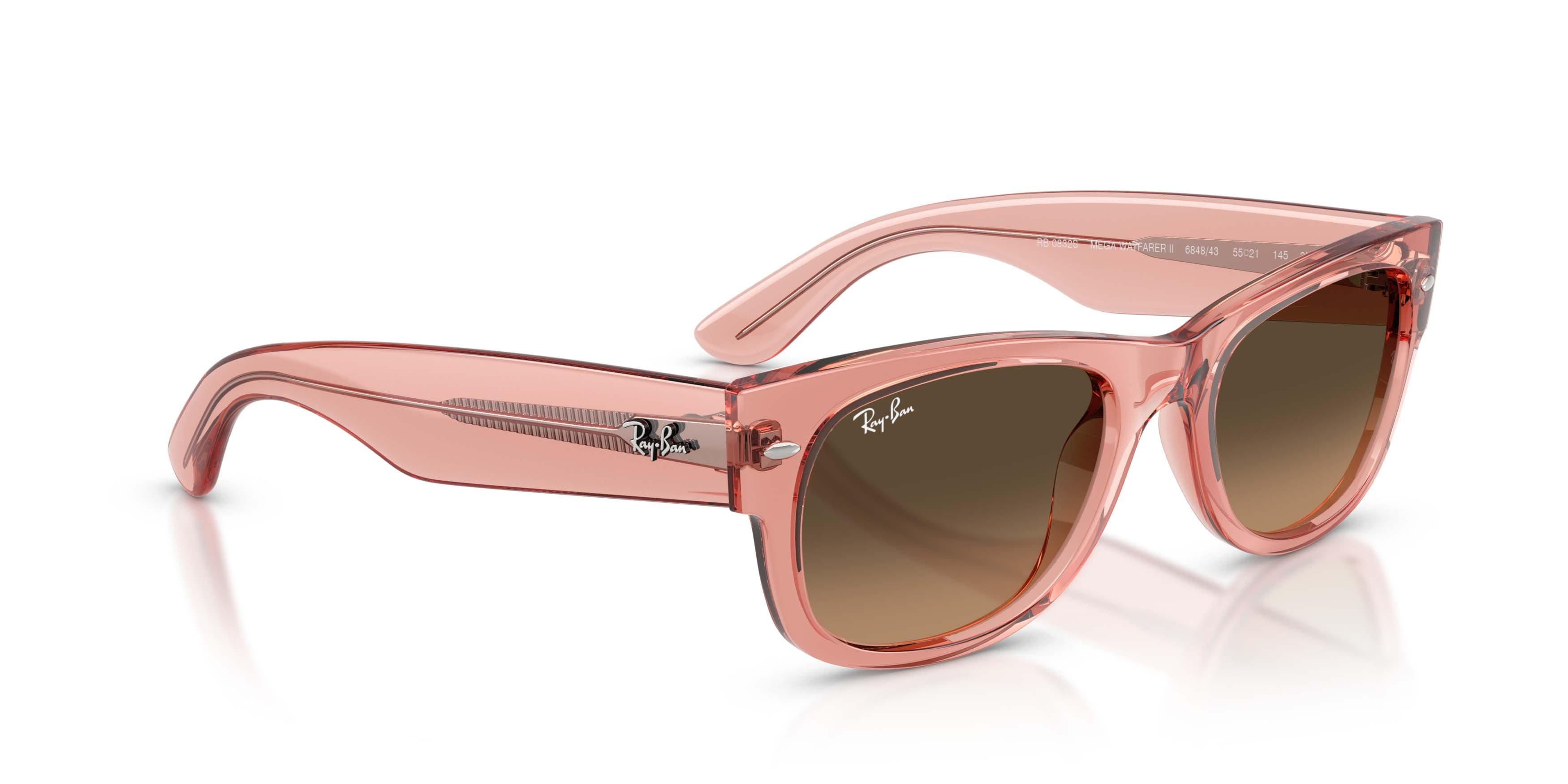 Ray-Ban Mega Wayfarer II Light Brown Gradient Black Sunglasses &ndash; Polished Transparent Pink - PINK/BROWN Thumbnail View 3