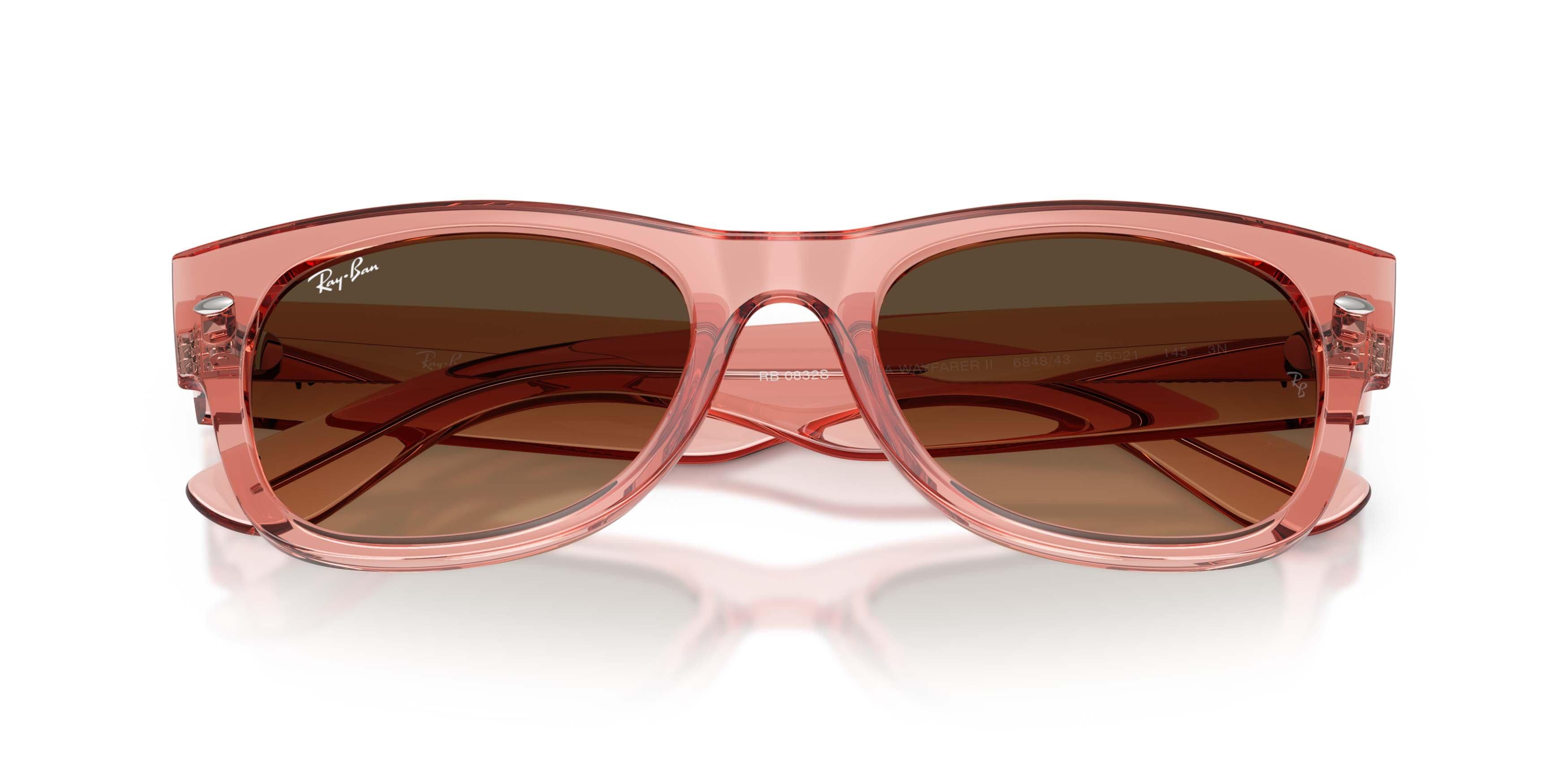 Ray-Ban Mega Wayfarer II Light Brown Gradient Black Sunglasses &ndash; Polished Transparent Pink - PINK/BROWN Thumbnail View 5