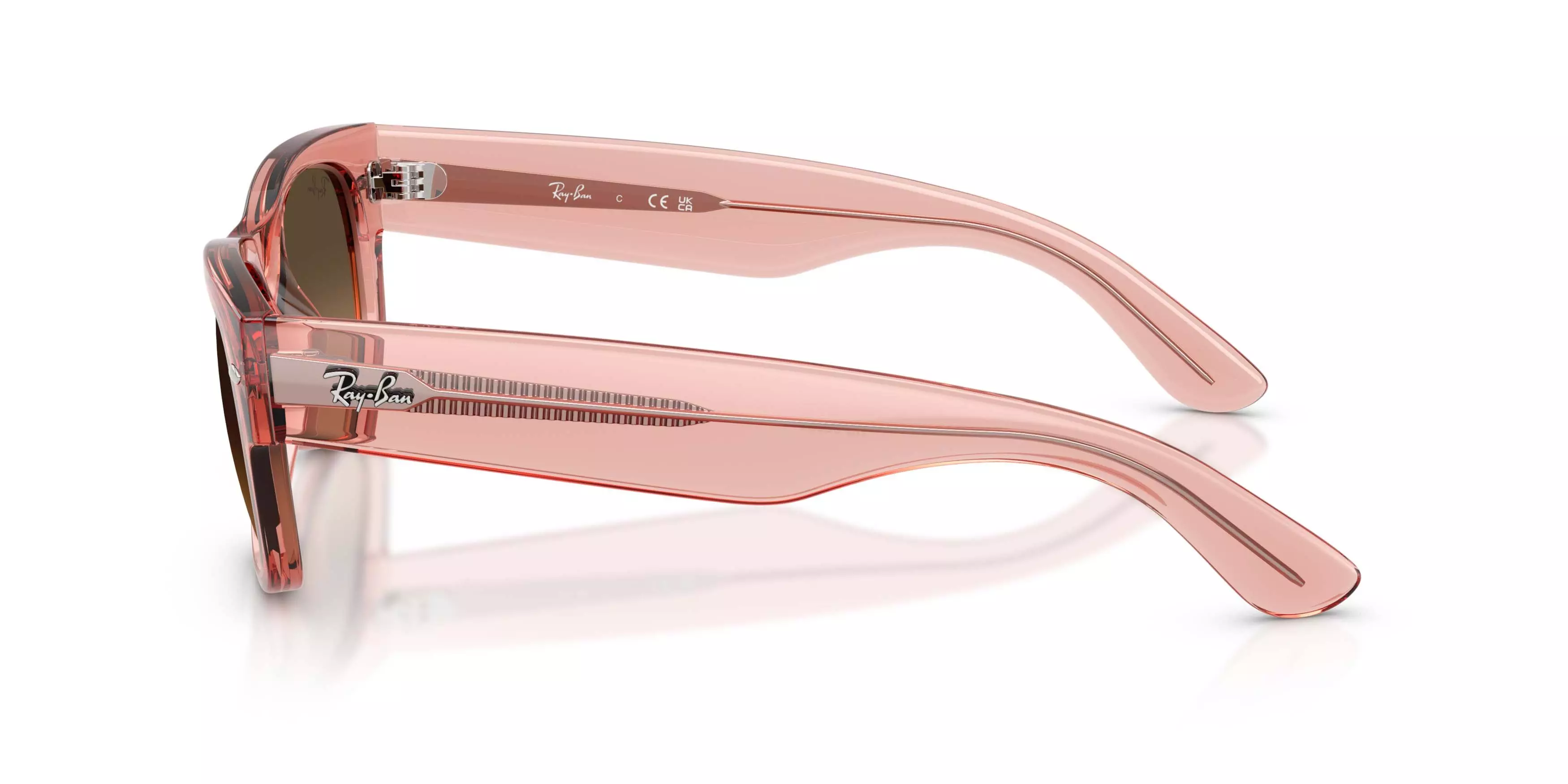 Ray-Ban Mega Wayfarer II Light Brown Gradient Black Sunglasses &ndash; Polished Transparent Pink - PINK/BROWN