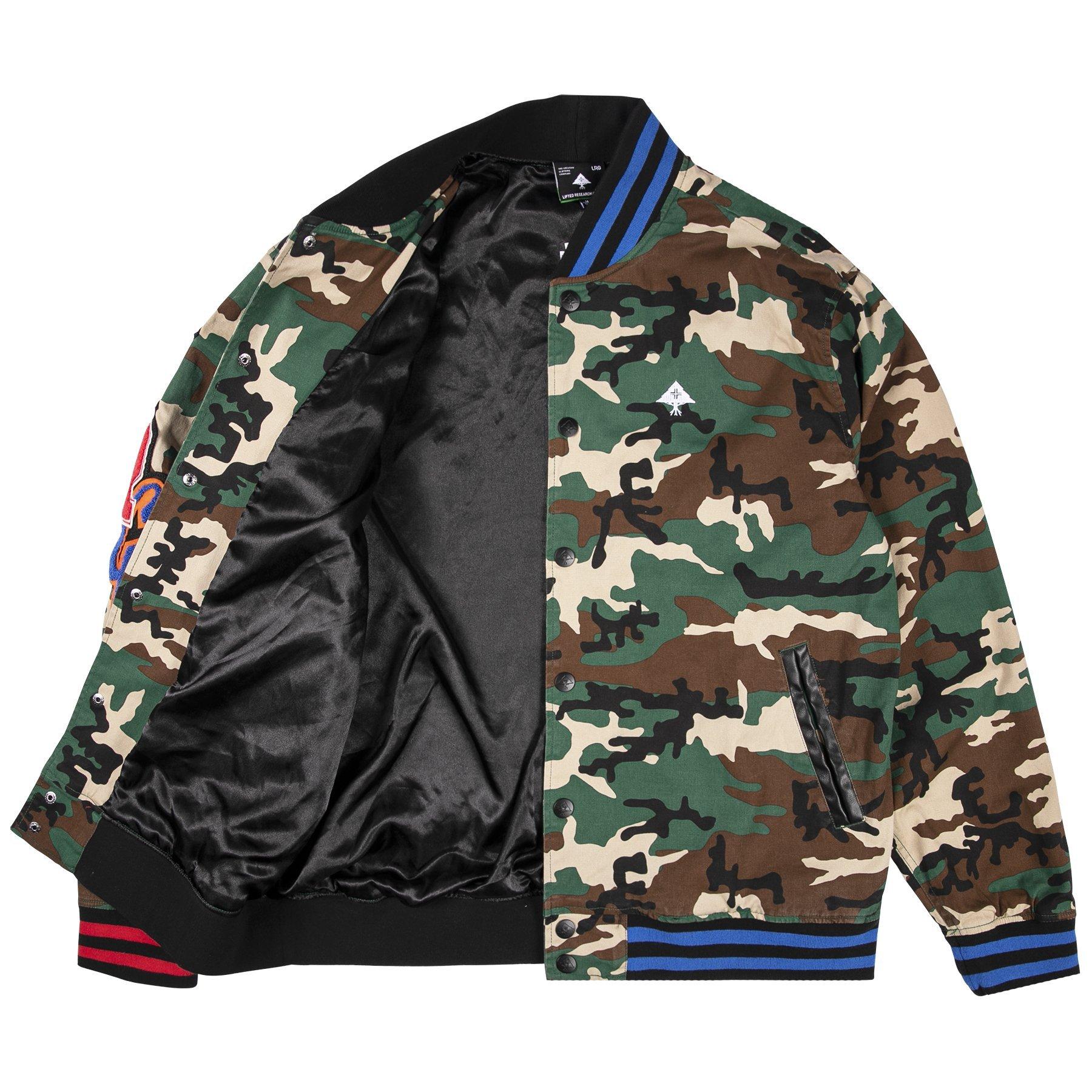 Camo best sale letterman jacket