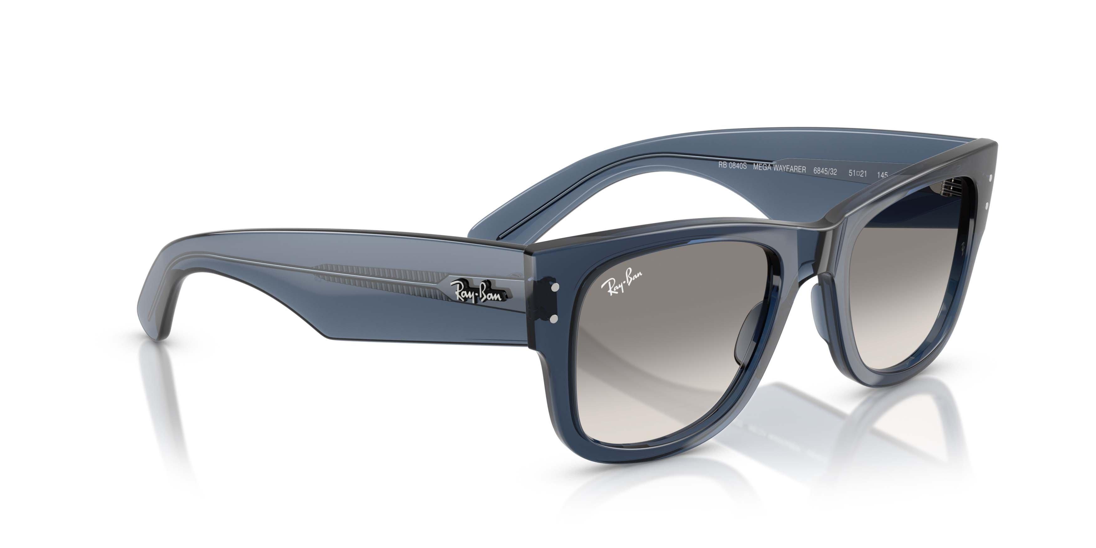 Ray-Ban Mega Wayfarer Clear Gradient Grey Sunglasses &ndash; Polished Transparent Dark Blue - BLUE/GREY Thumbnail View 3