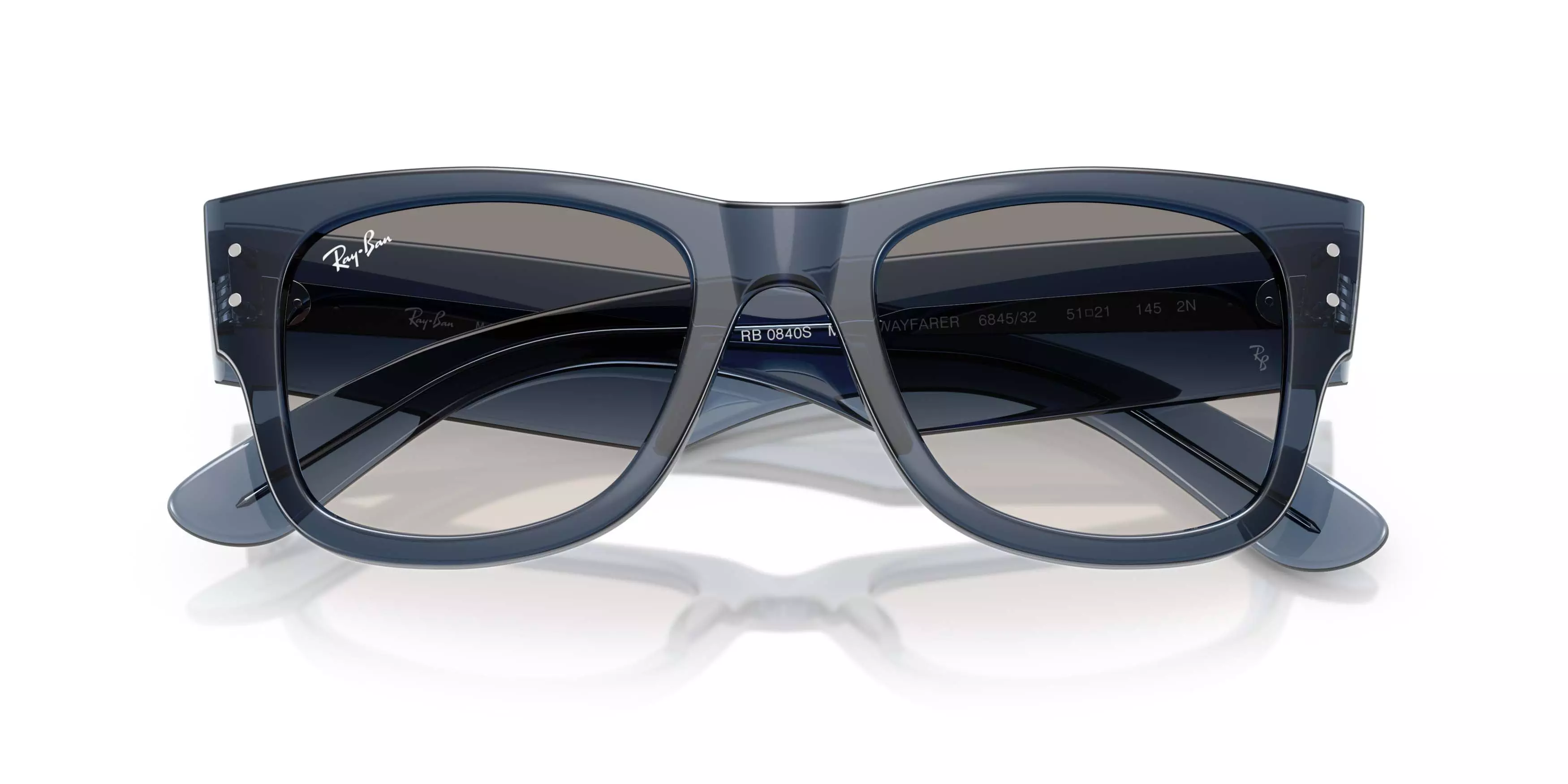 Ray-Ban Mega Wayfarer Clear Gradient Grey Sunglasses &ndash; Polished Transparent Dark Blue - BLUE/GREY