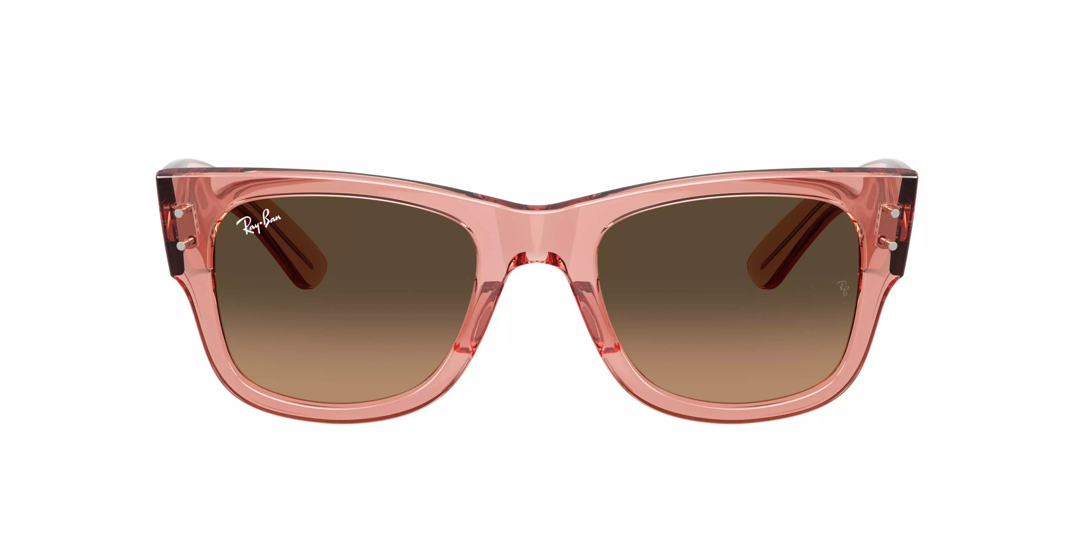 Ray-Ban Mega Wayfarer Light Brown Gradient Black Sunglasses &ndash; Polished Transparent Pink - PINK/BROWN