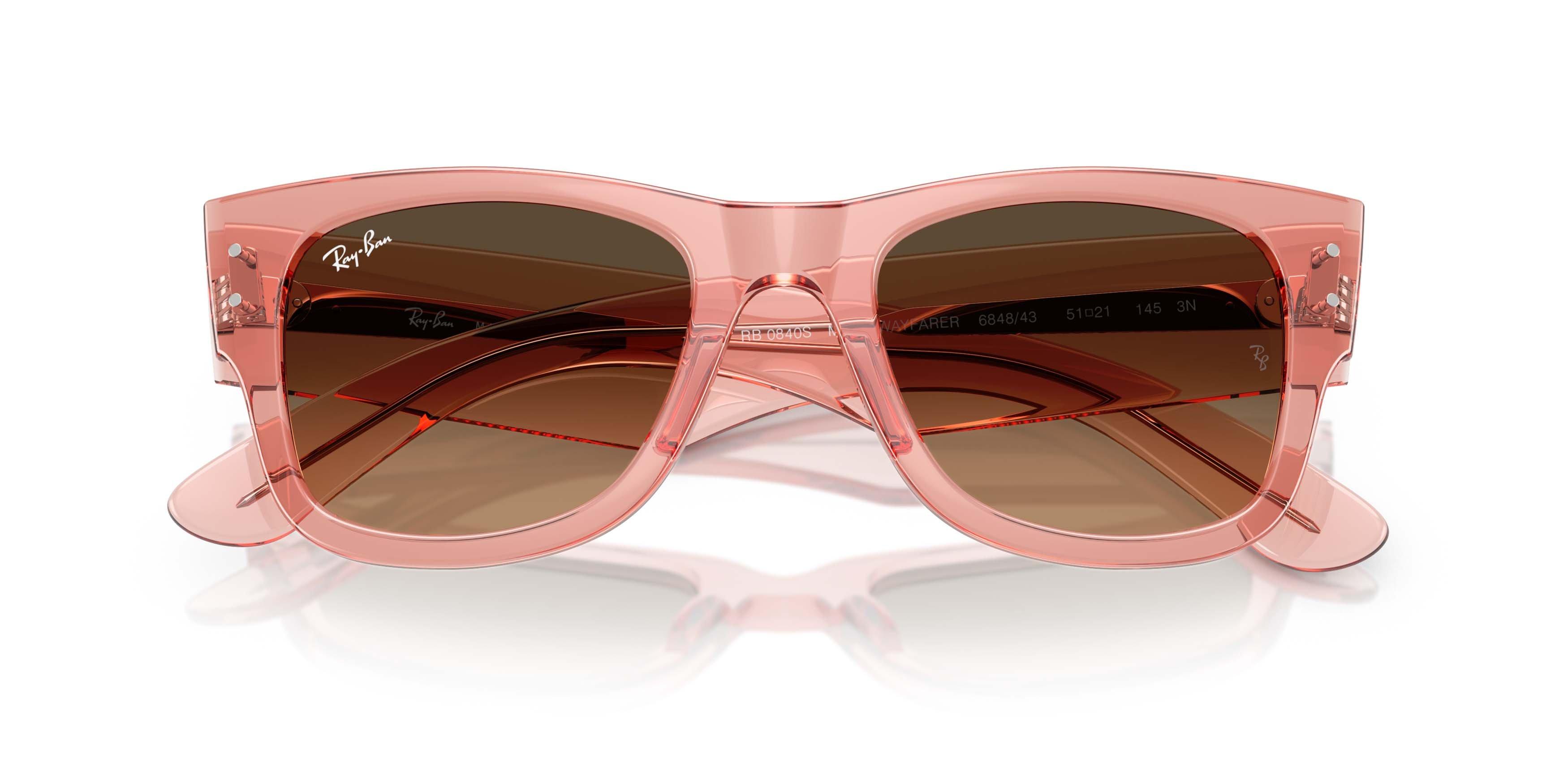 Ray-Ban Mega Wayfarer Light Brown Gradient Black Sunglasses &ndash; Polished Transparent Pink - PINK/BROWN Thumbnail View 5