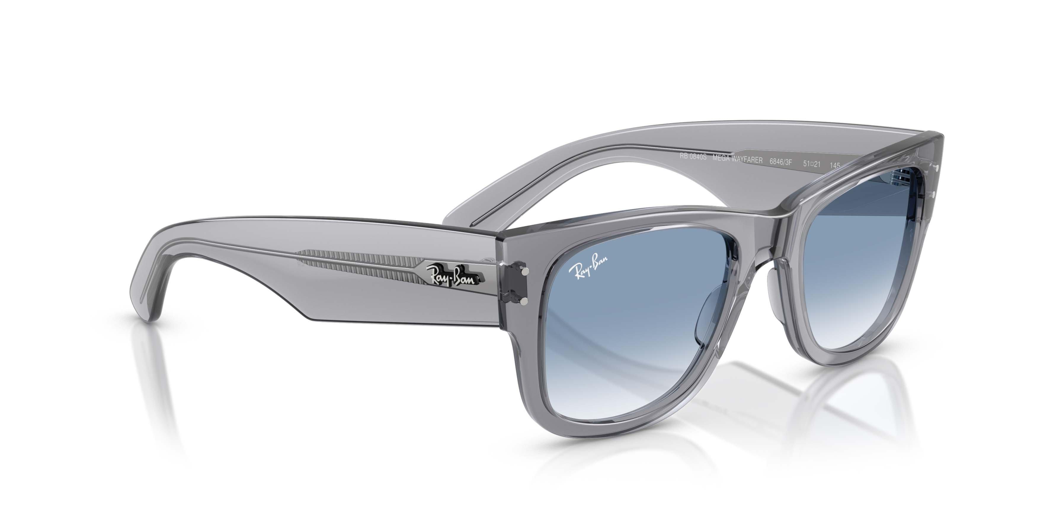 Ray-Ban Mega Wayfarer Clear Gradient Blue Sunglasses &ndash; Polished Transparent Grey - GREY/BLUE Thumbnail View 3