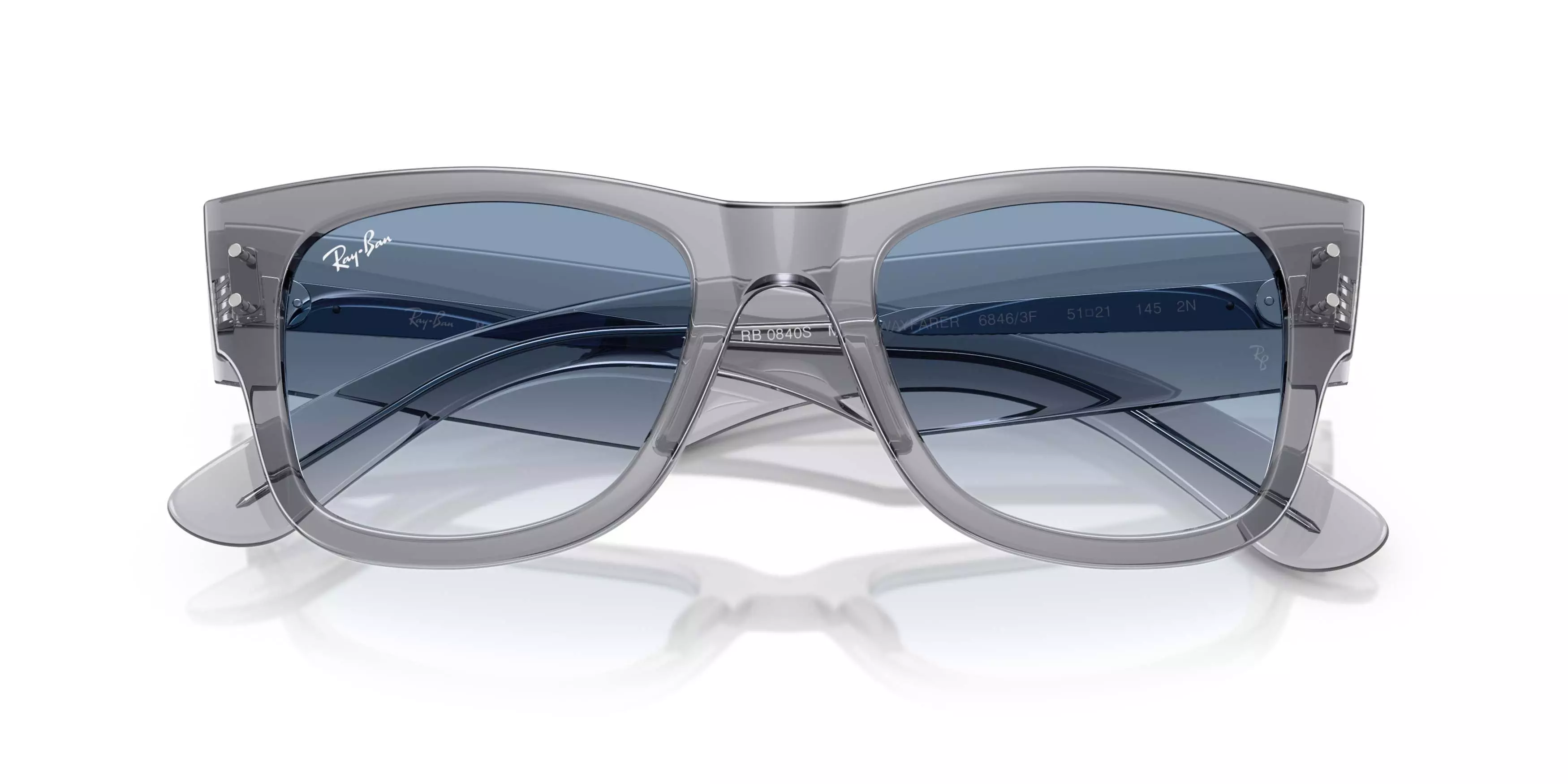Ray-Ban Mega Wayfarer Clear Gradient Blue Sunglasses &ndash; Polished Transparent Grey - GREY/BLUE