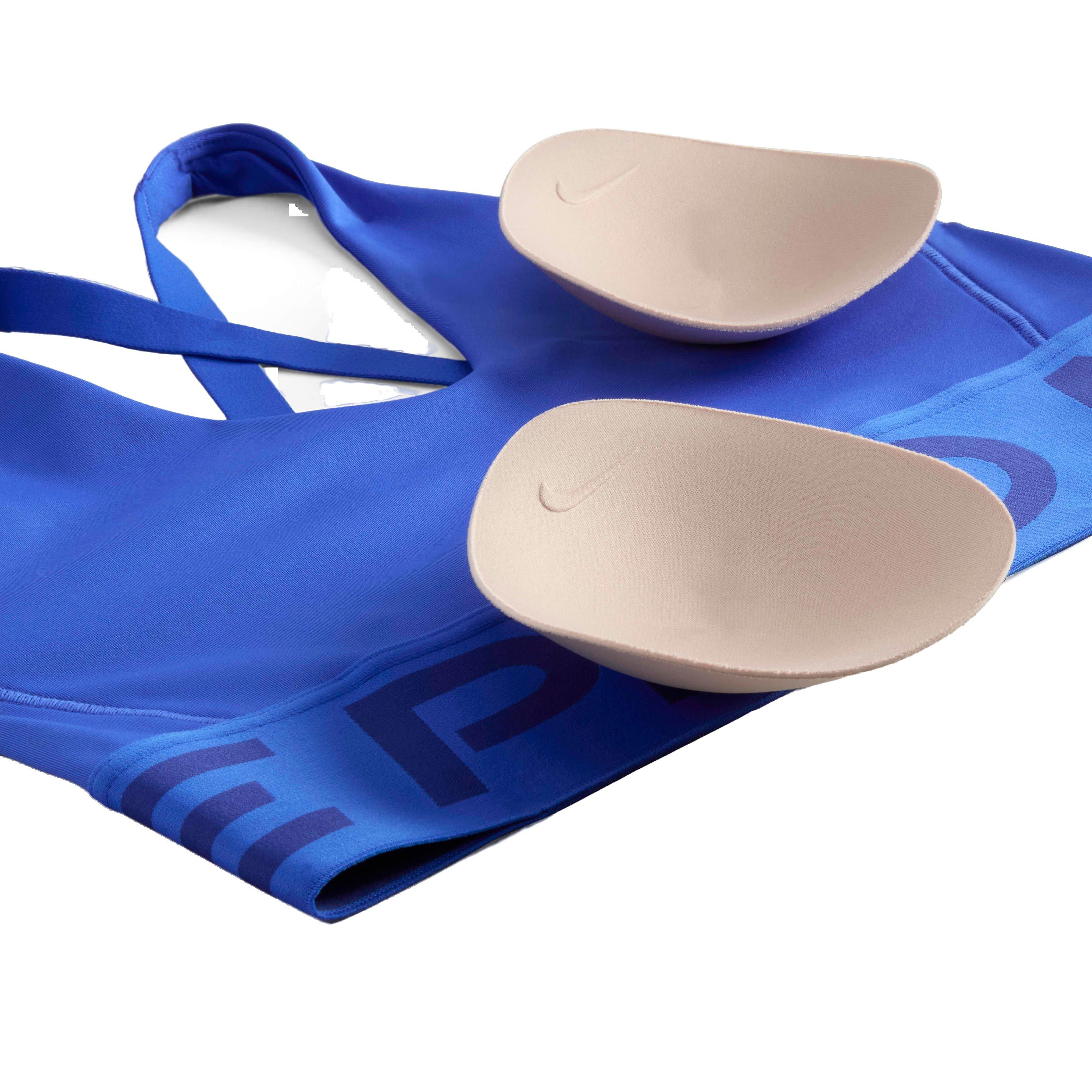 Nike Women's Pro Indy Plunge Medium-Support Padded Sports Bra - BLUE Thumbnail View 4