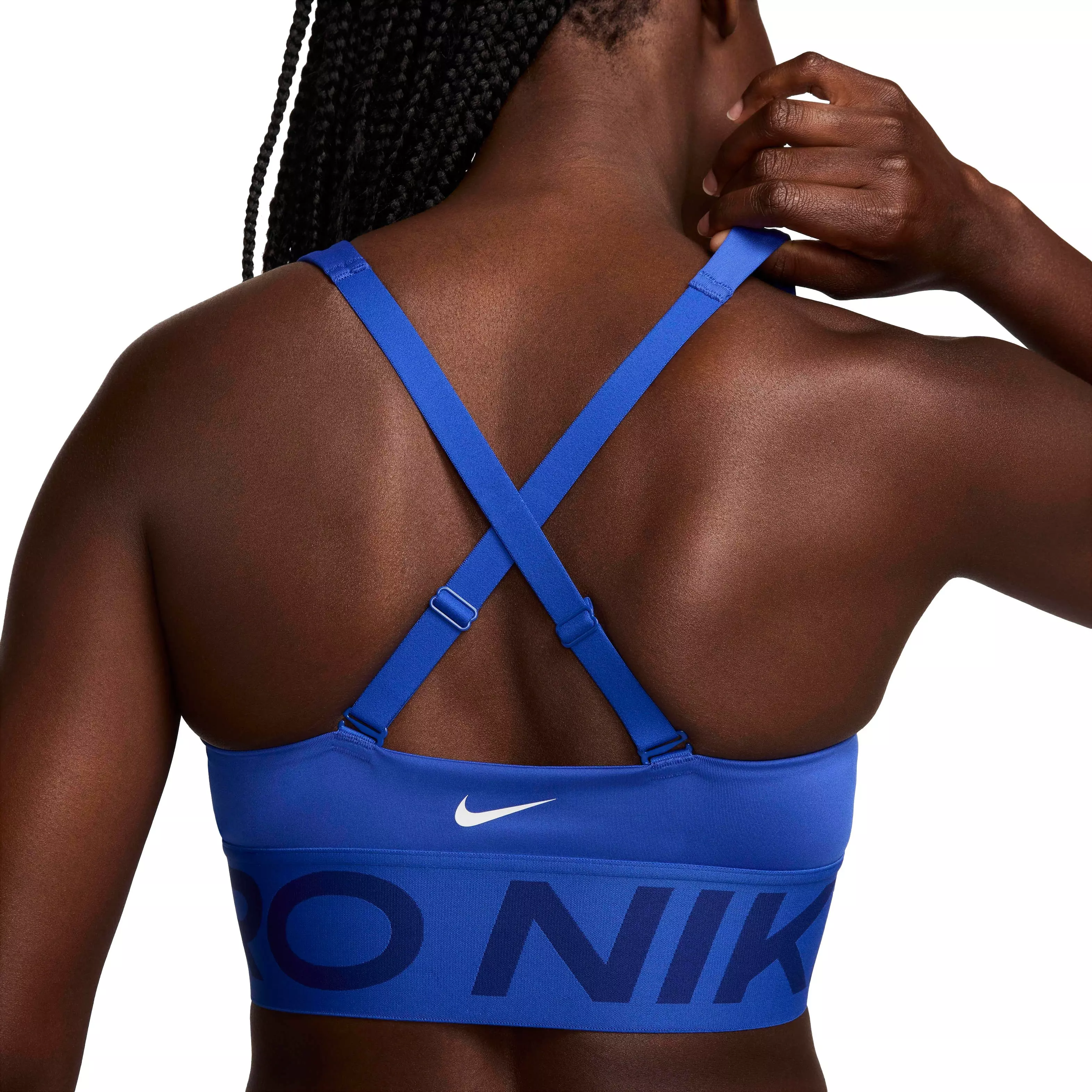 Nike Women's Pro Indy Plunge Medium-Support Padded Sports Bra - BLUE