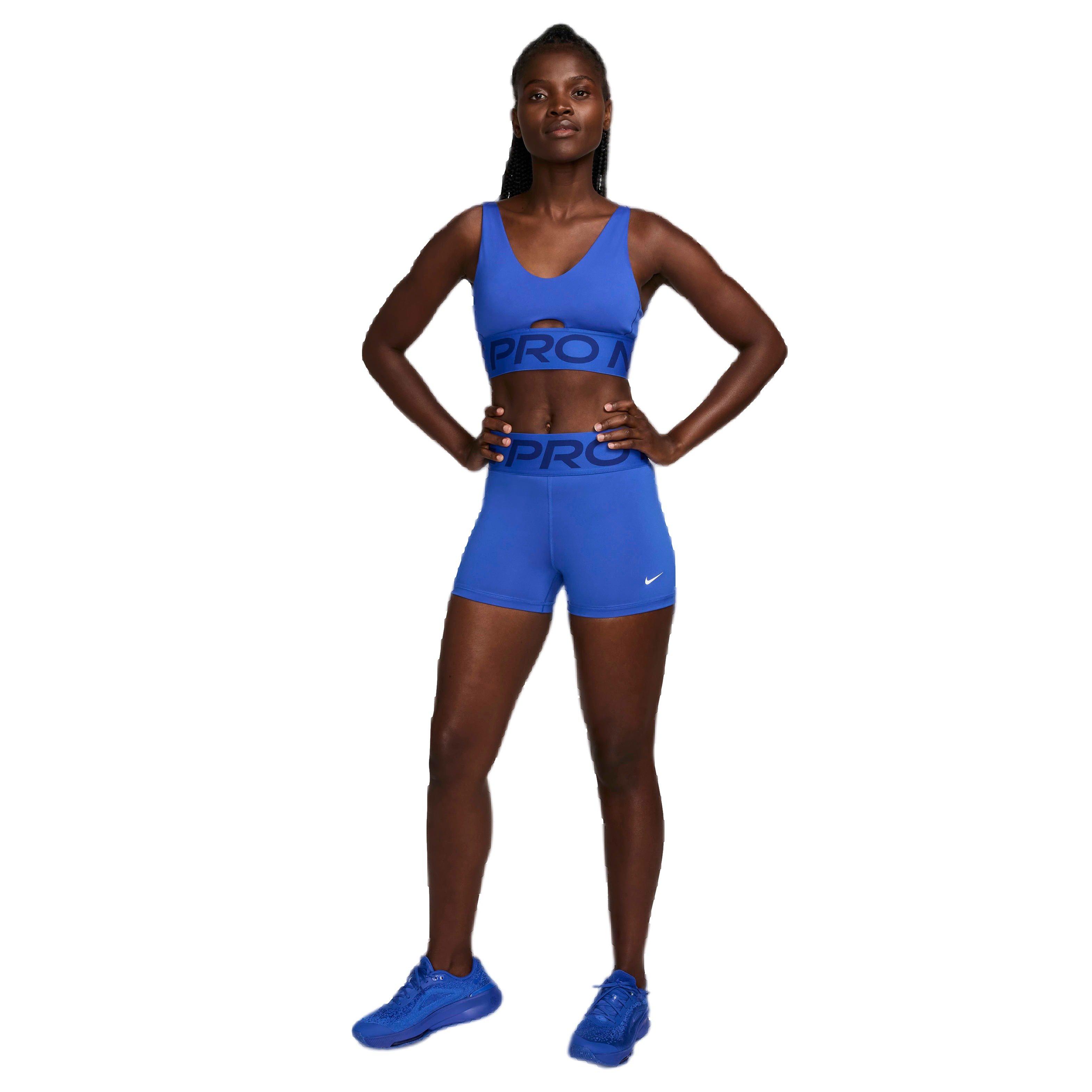 Nike Women's Pro Indy Plunge Medium-Support Padded Sports Bra - BLUE Thumbnail View 8