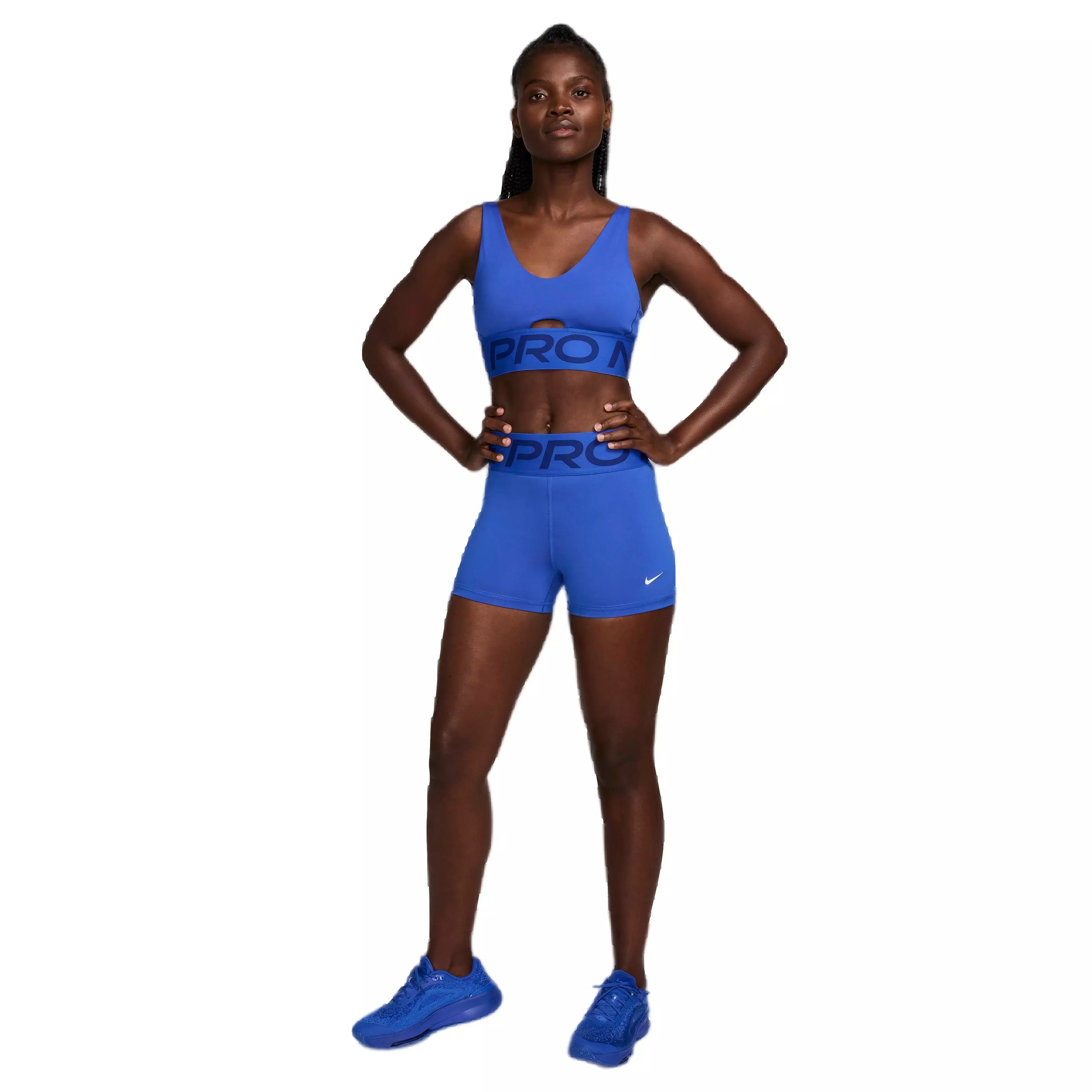 Nike Women's Pro Indy Plunge Medium-Support Padded Sports Bra - BLUE