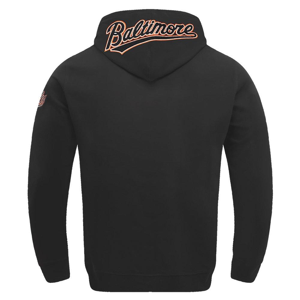 Pro Standard Men's MLB Baltimore Orioles Chenille Pullover Hoodie - BLACK Thumbnail View 2