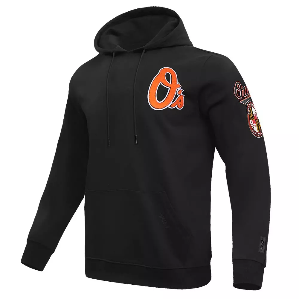 Pro Standard Men's MLB Baltimore Orioles Chenille Pullover Hoodie - BLACK