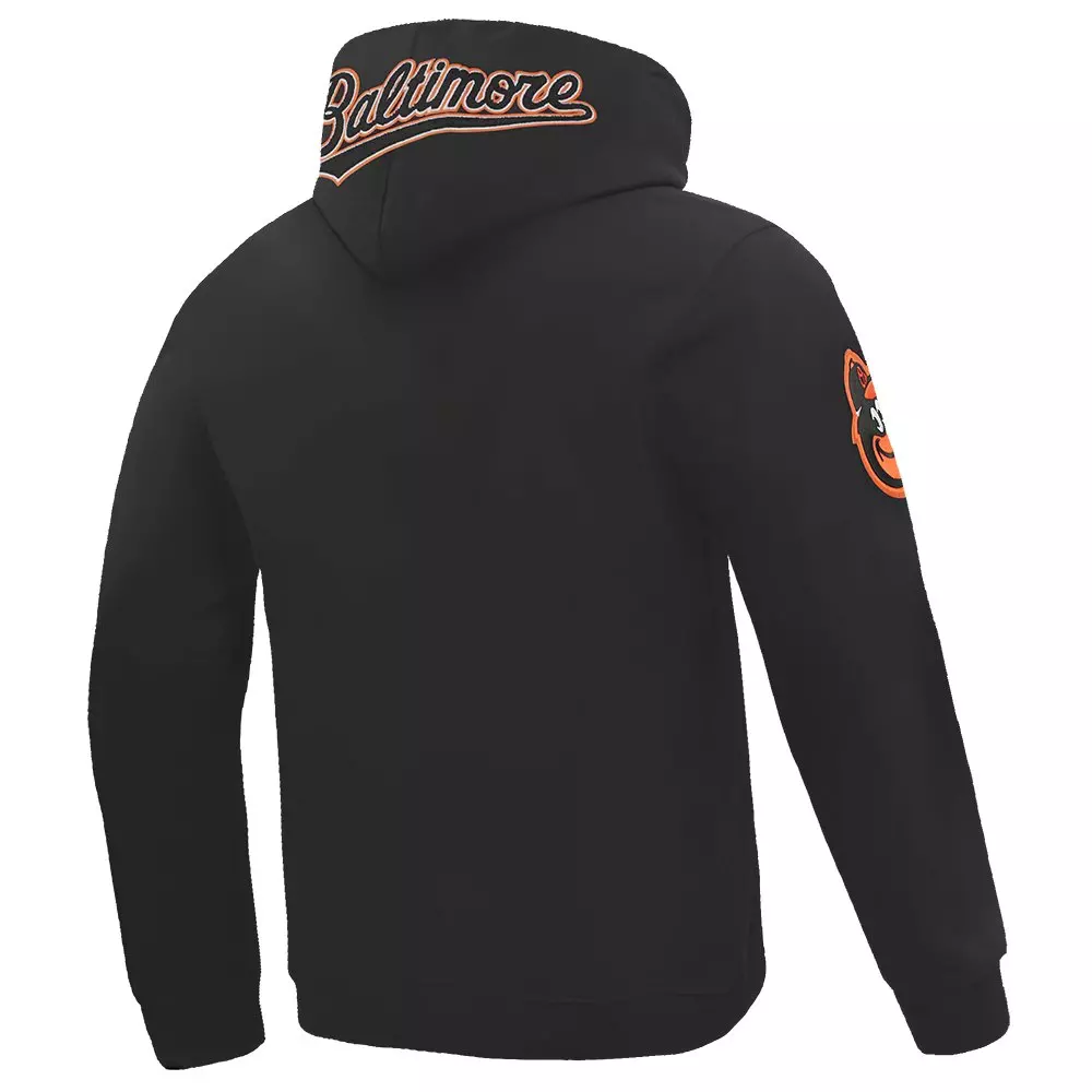 Pro Standard Men's MLB Baltimore Orioles Chenille Pullover Hoodie - BLACK