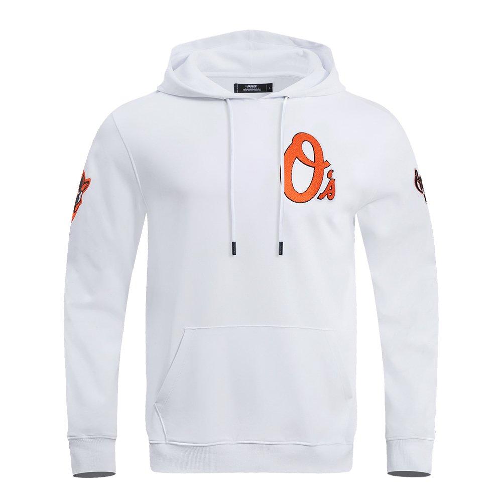 Pro Standard Men's MLB Baltimore Orioles Chenille Pullover Hoodie - WHITE Thumbnail View 1