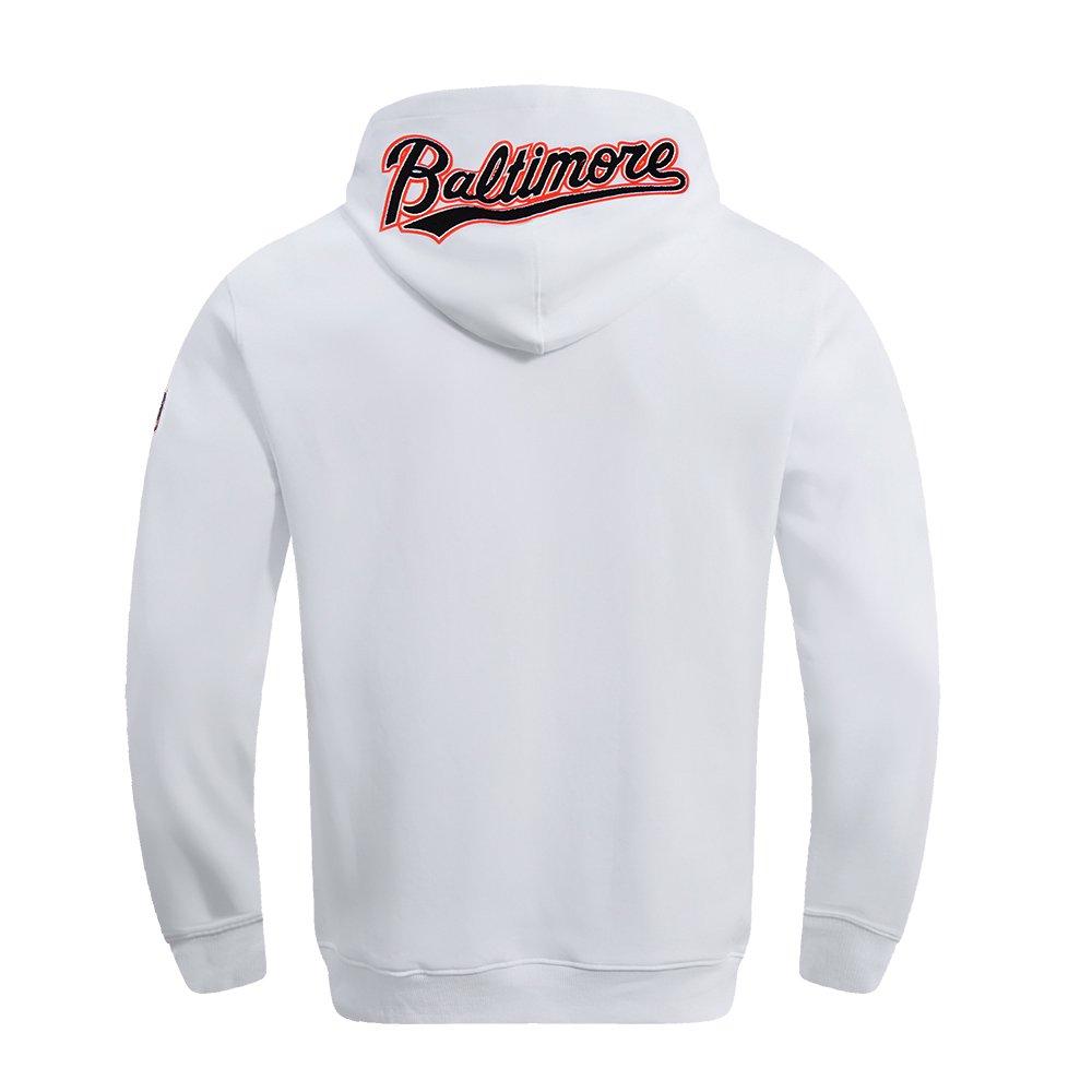 Pro Standard Men's MLB Baltimore Orioles Chenille Pullover Hoodie - WHITE Thumbnail View 2