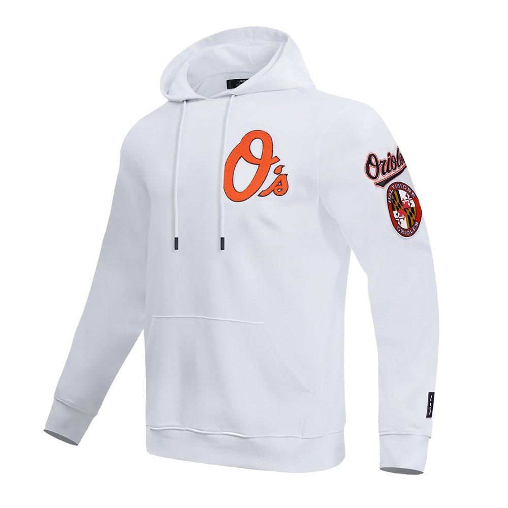 Pro Standard Men's MLB Baltimore Orioles Chenille Pullover Hoodie - WHITE Thumbnail View 3