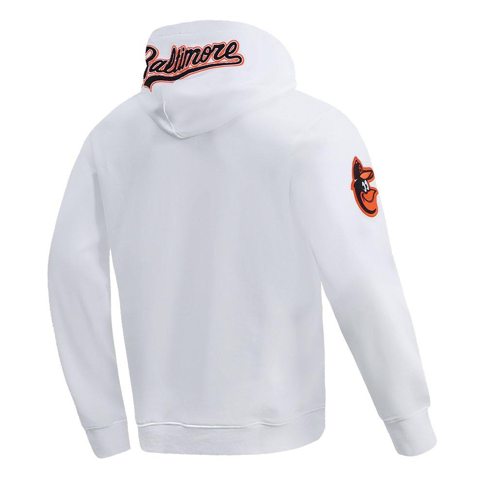 Pro Standard Men's MLB Baltimore Orioles Chenille Pullover Hoodie - WHITE Thumbnail View 4
